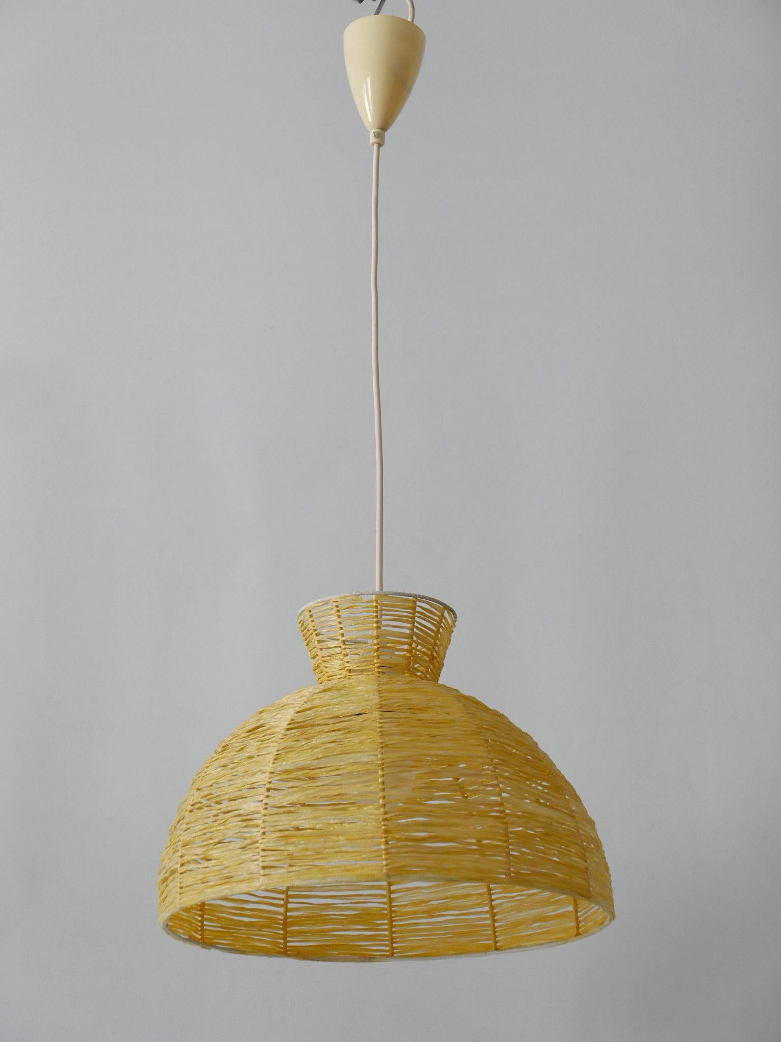 Mid-Century Modern Raffia Bast Pendant Lamp or Hanging Light Germany 1970s For Sale 4