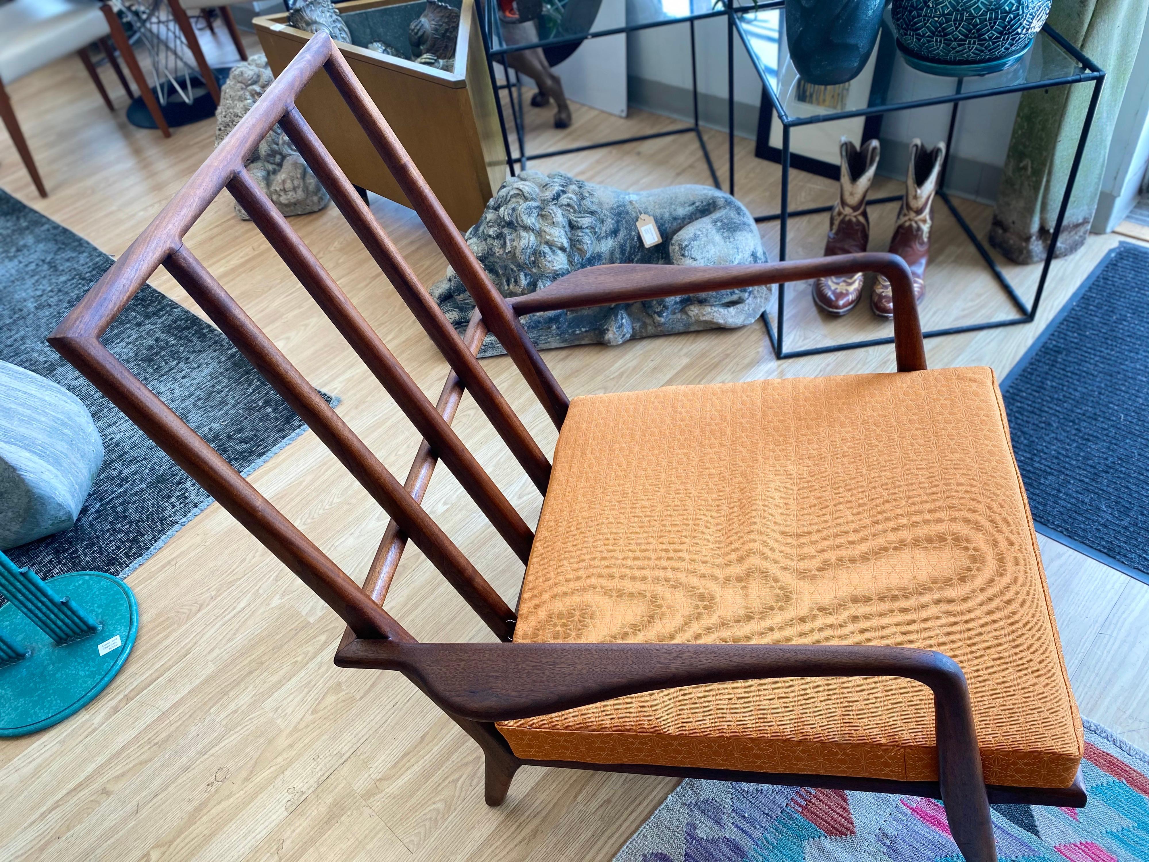 American Mid-Century Modern Rail Back High-Back Lounge Chair