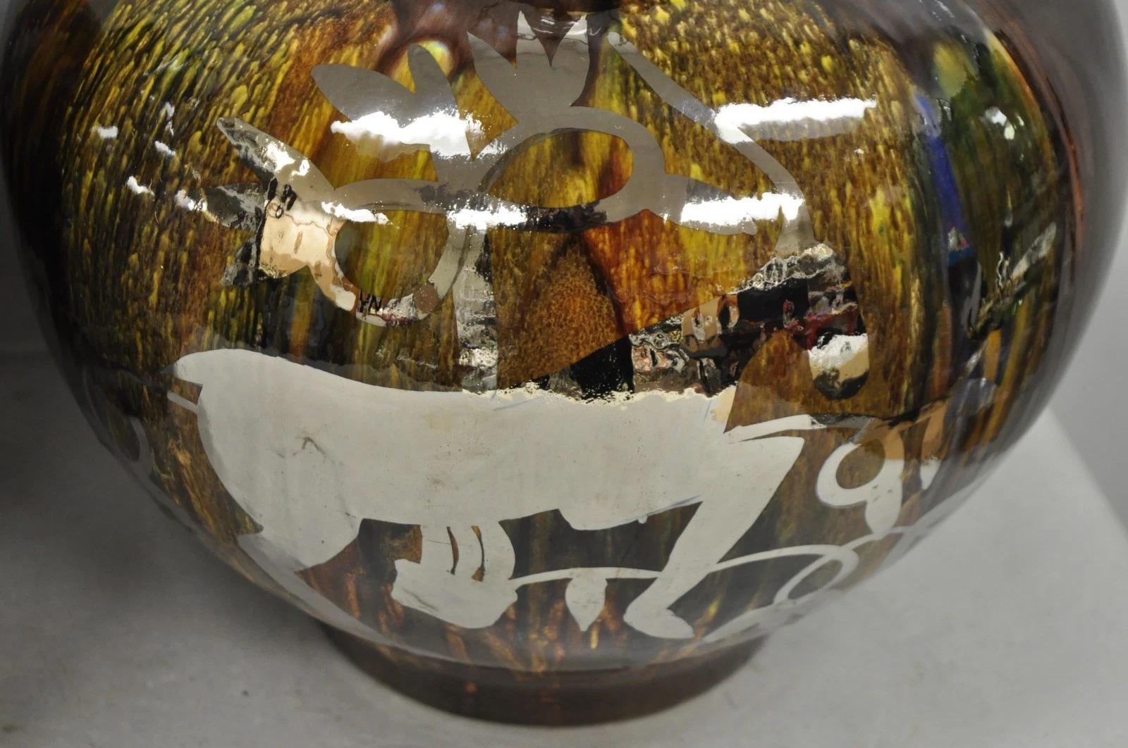 Lampes de table en poterie à glaçure marron et goutte d'eau de style moderne du milieu du siècle par Sunset Cosco Paire Bon état - En vente à Philadelphia, PA