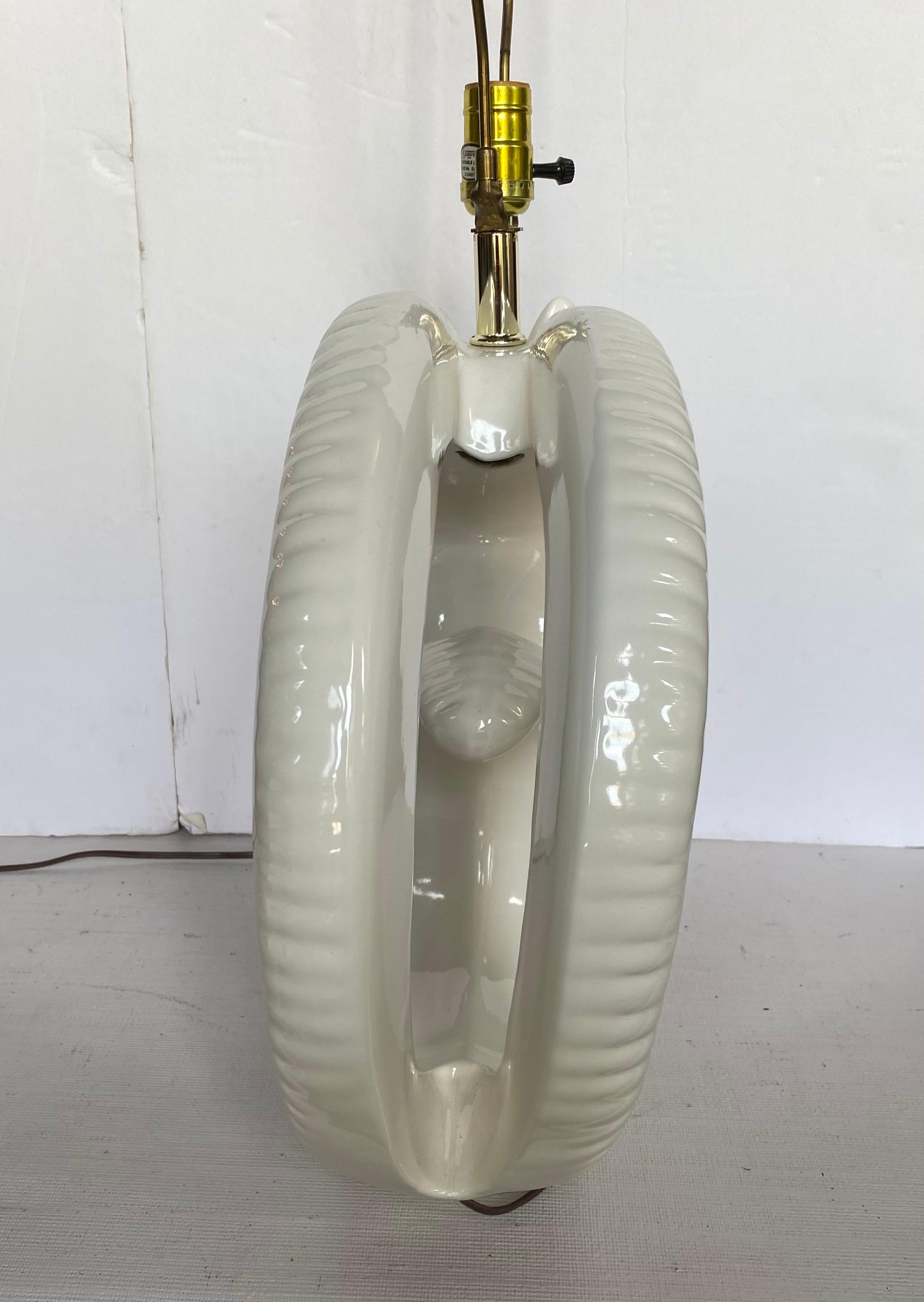 Mid-Century Modern Ram or Gazelle Head Ceramic Table Lamp 1