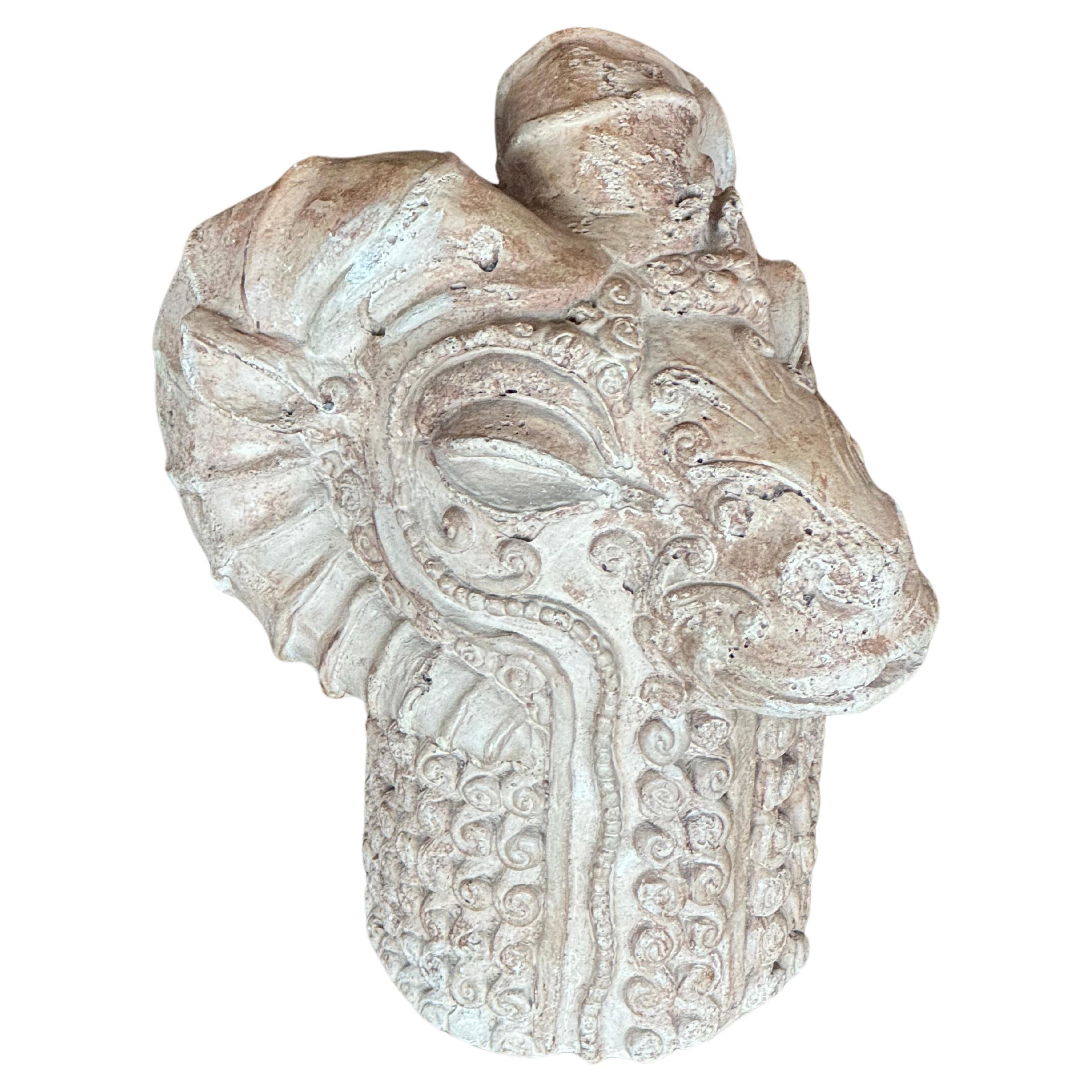 Mid Century Modern Ram's Head Sculpture For Sale