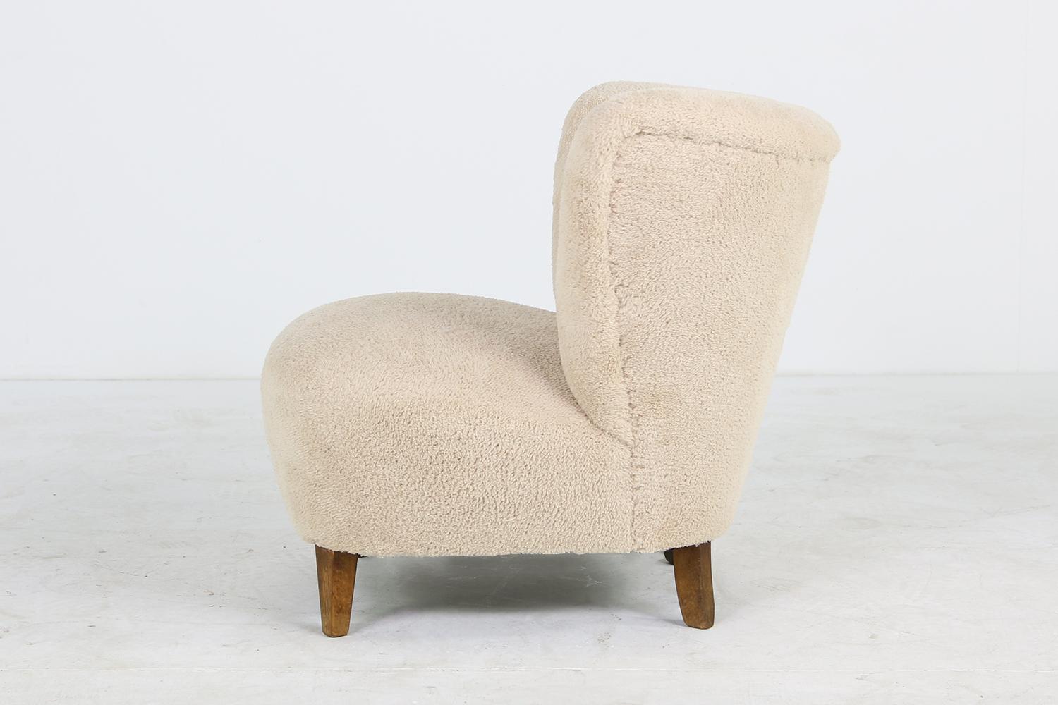 Mid-Century Modern Rare 1950s Gosta Jonsson Lounge Chair, Teddy Fur & Leather 2