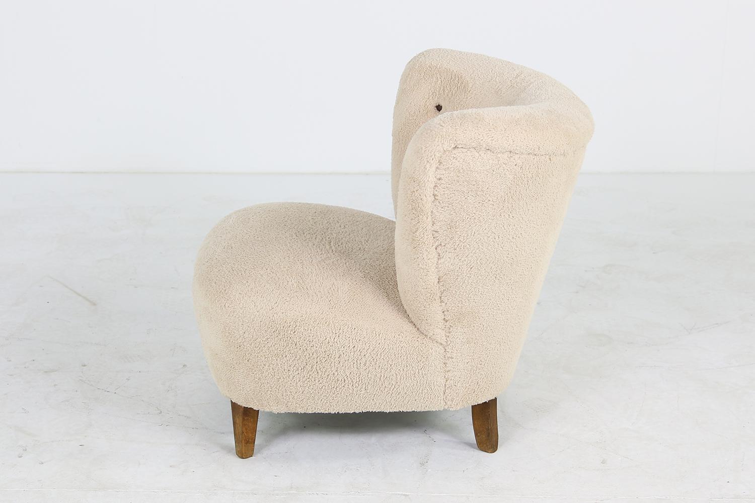 Mid-Century Modern Rare 1950s Gosta Jonsson Lounge Chair, Teddy Fur & Leather 4