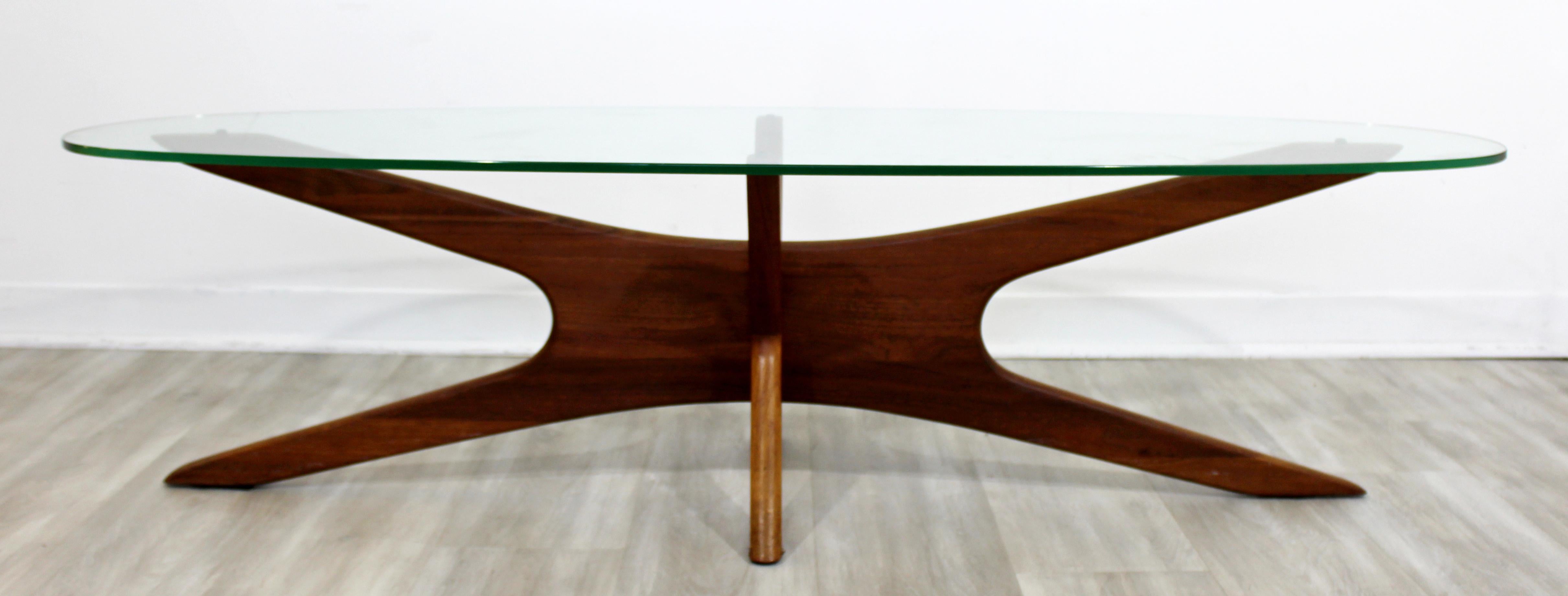 For your consideration is a ravishing and rare, surfboard jacks coffee table, with a glass top, by Adrian Pearsall, circa 1960s. In excellent vintage condition with a couple minor nicks in the glass. The dimensions are 59