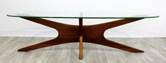 Mid-Century Modern Rare Adrian Pearsall Oval Jacks Coffee Table Glass Walnut