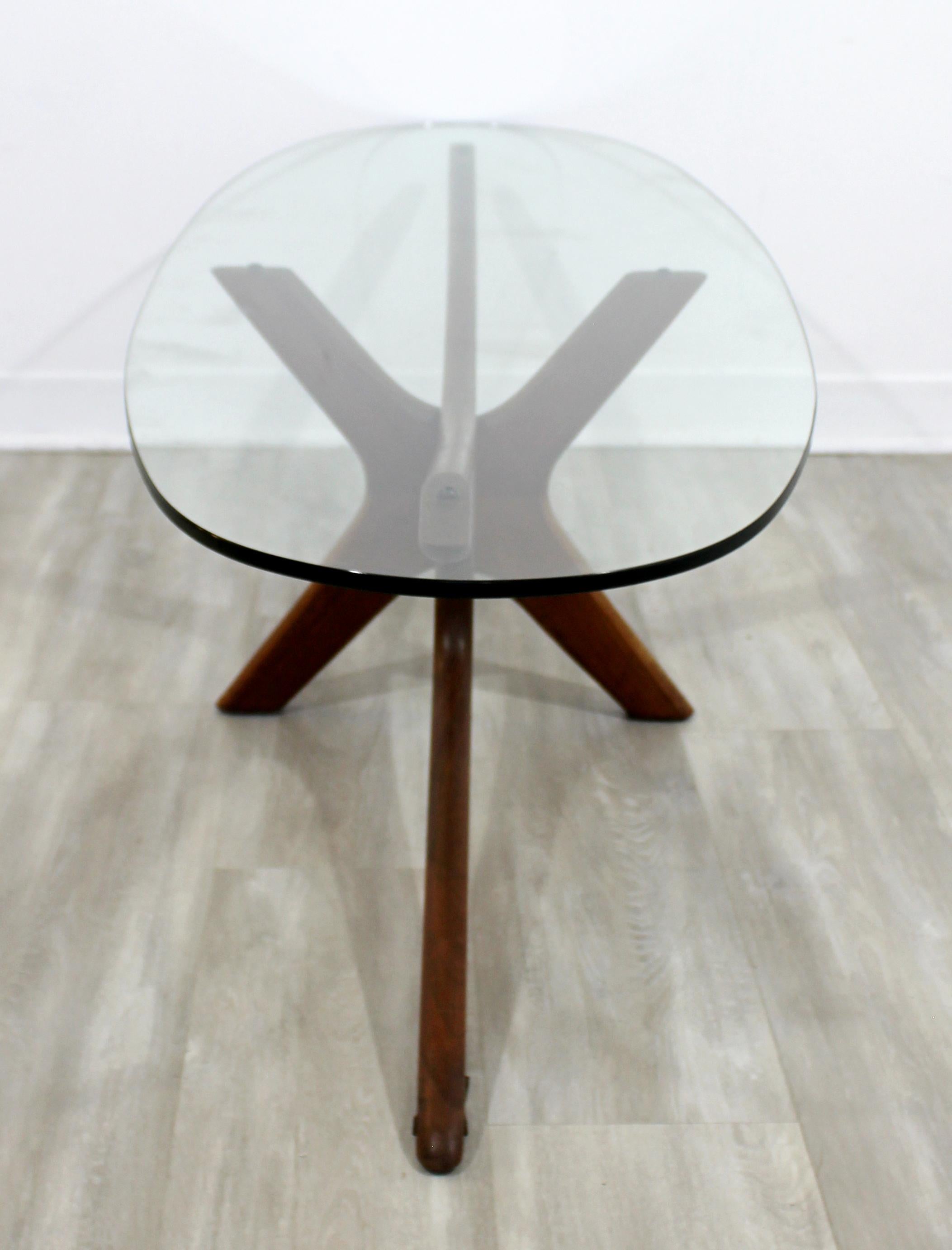Mid-Century Modern Rare Adrian Pearsall Oval Jacks Coffee Table Glass Walnut In Good Condition In Keego Harbor, MI
