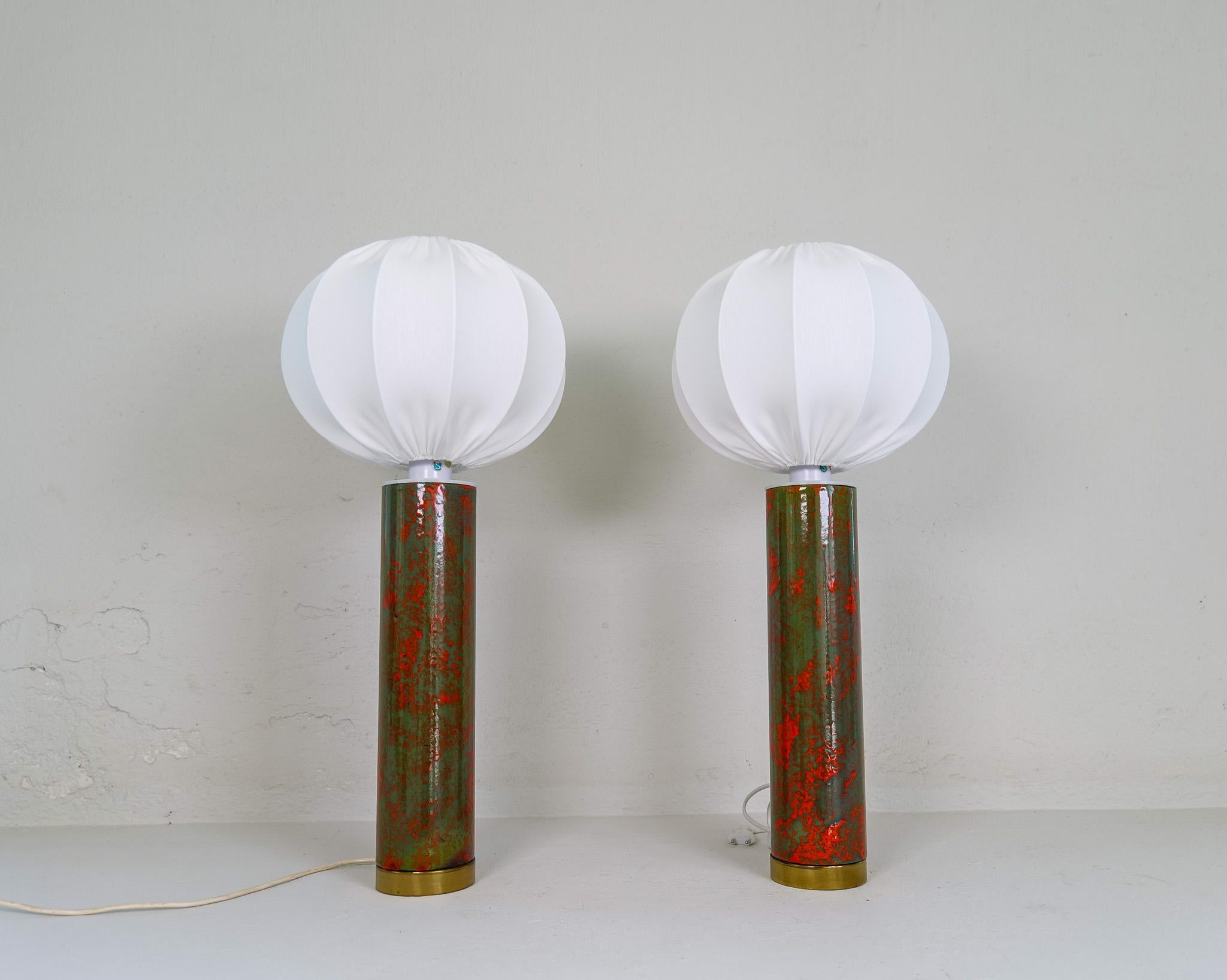 Mid-Century Modern Rare and Large Ceramic Table Lamps, Sweden, 1960s In Good Condition For Sale In Hillringsberg, SE