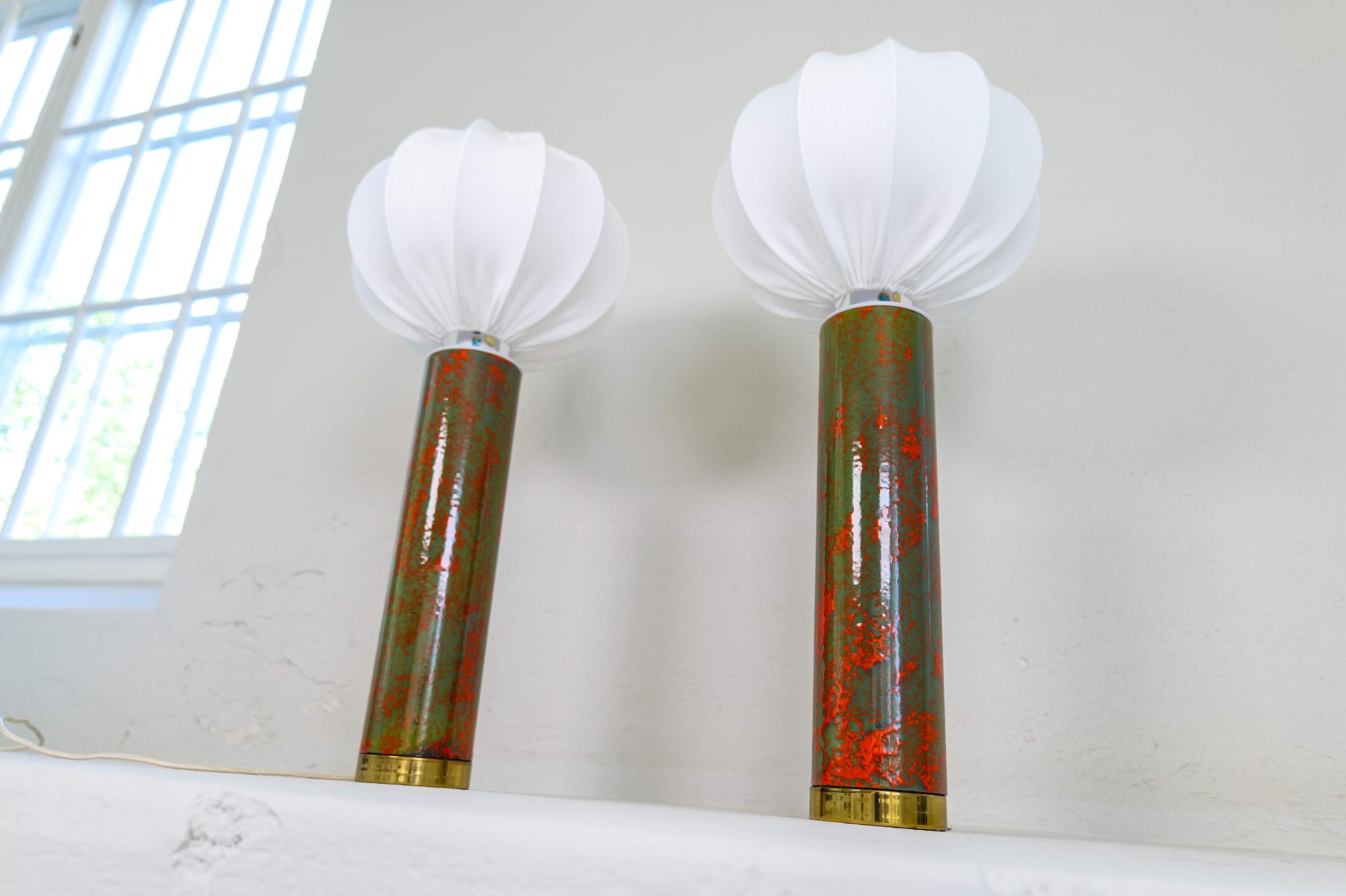 Mid-20th Century Mid-Century Modern Rare and Large Ceramic Table Lamps, Sweden, 1960s For Sale
