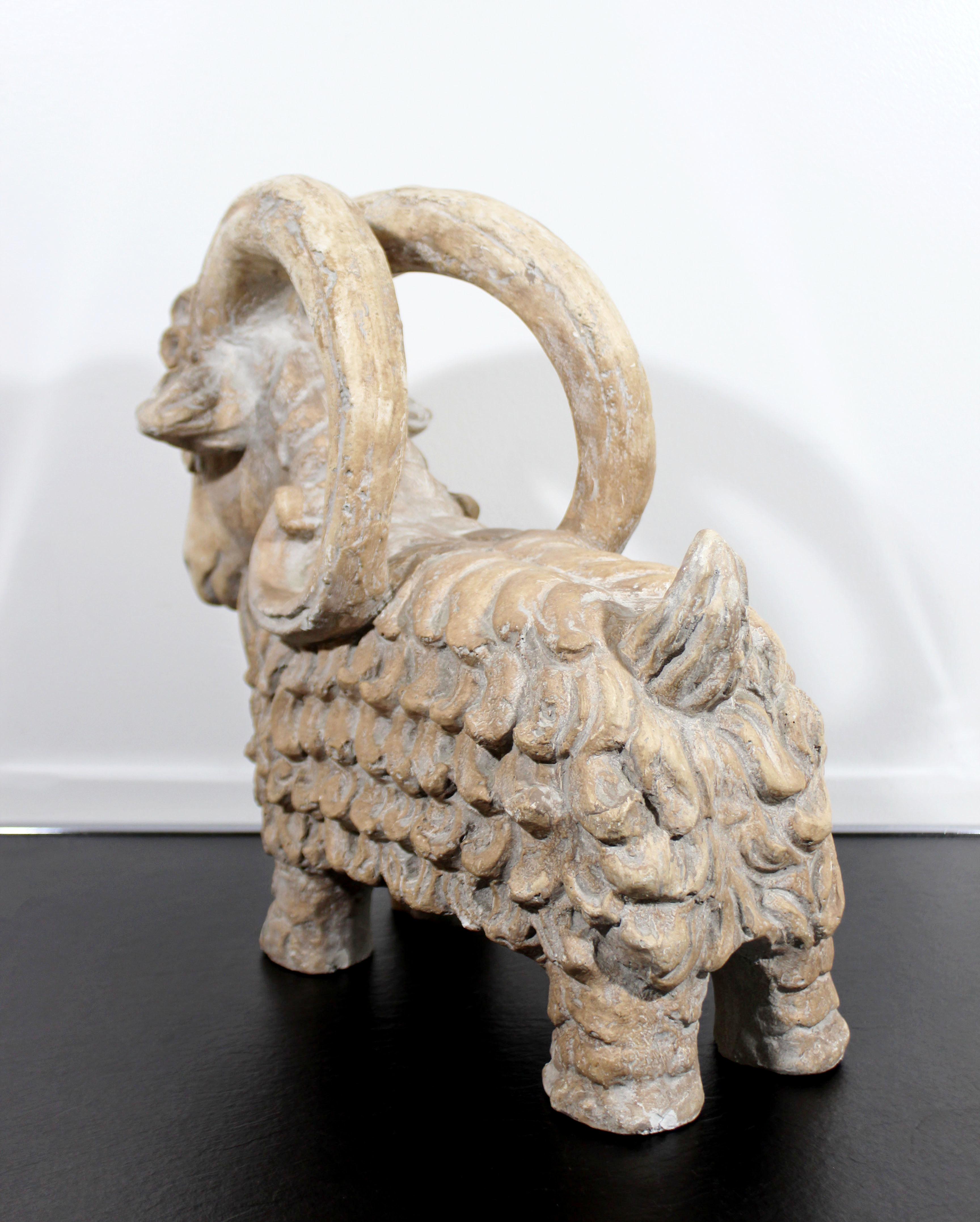 American Mid-Century Modern Rare Austin Production Signed Aries Ram Table Sculpture, 1971
