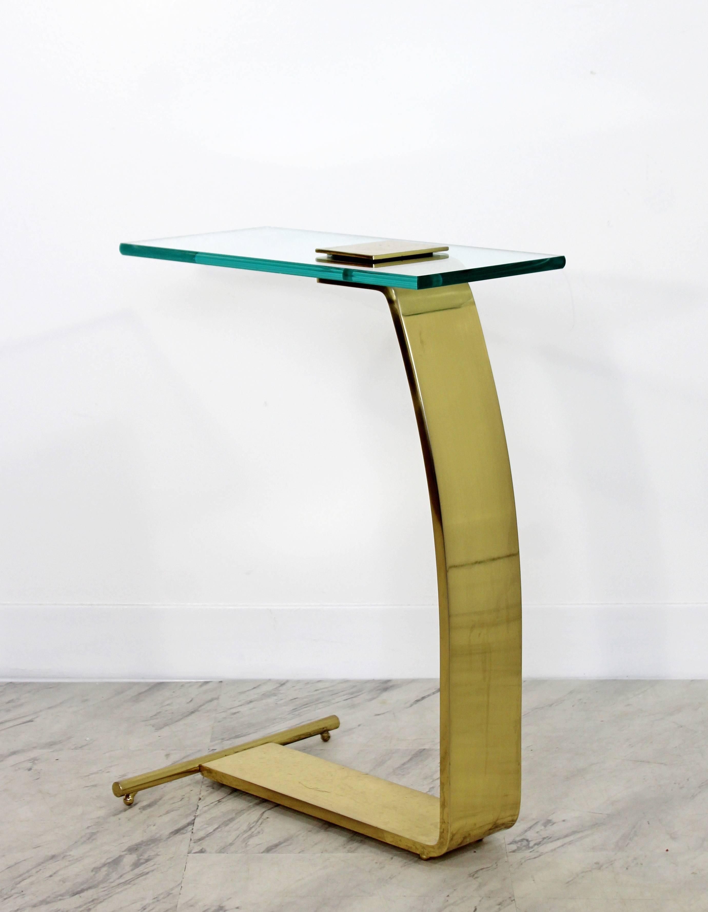 Mid-Century Modern Rare DIA Cantilever Brass and Glass Side End Table, 1970s 5