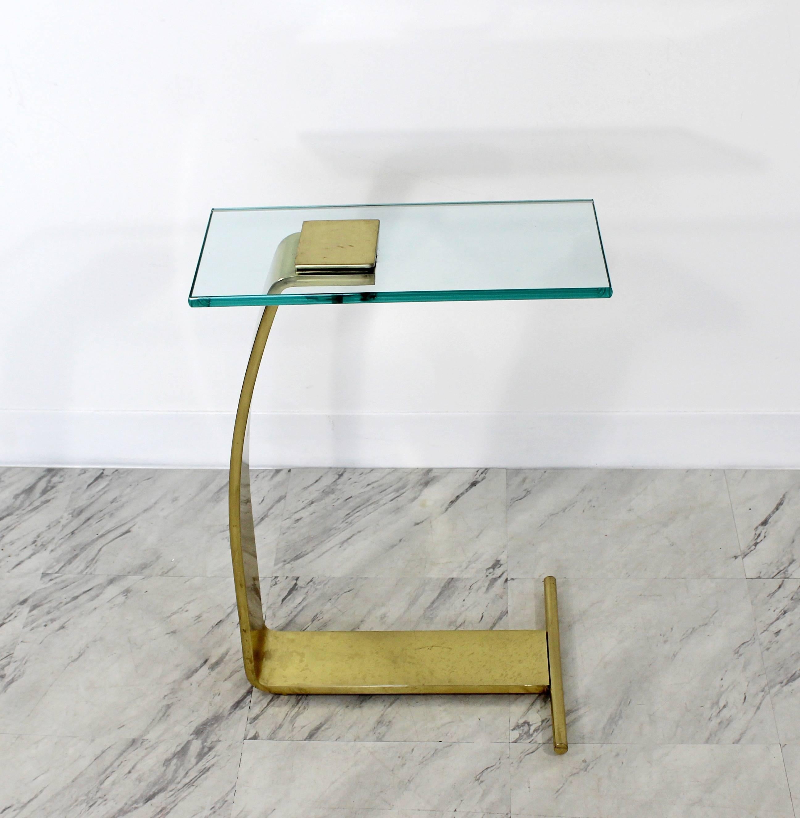 Mid-Century Modern Rare DIA Cantilever Brass and Glass Side End Table, 1970s In Good Condition In Keego Harbor, MI