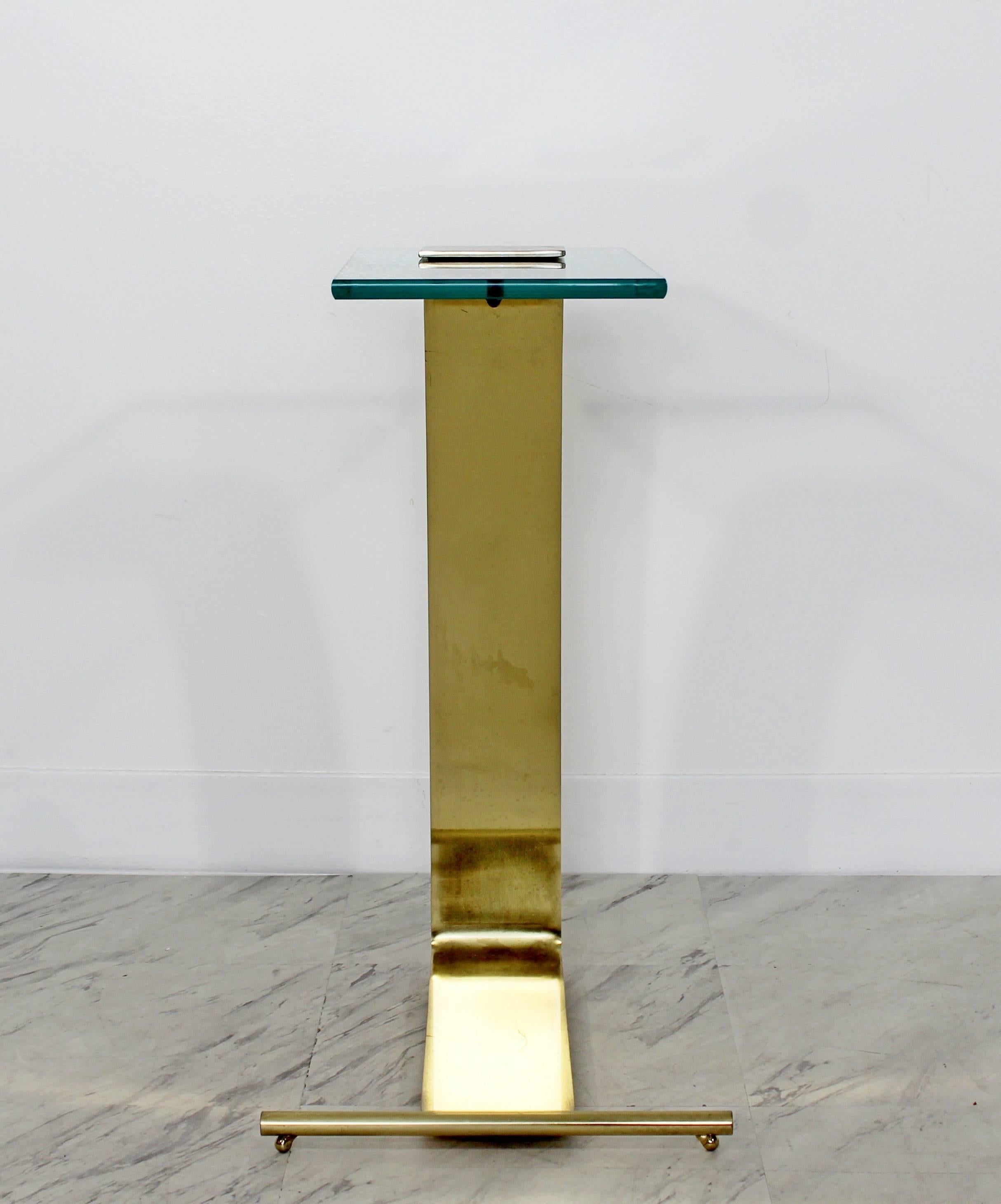 Late 20th Century Mid-Century Modern Rare DIA Cantilever Brass and Glass Side End Table, 1970s