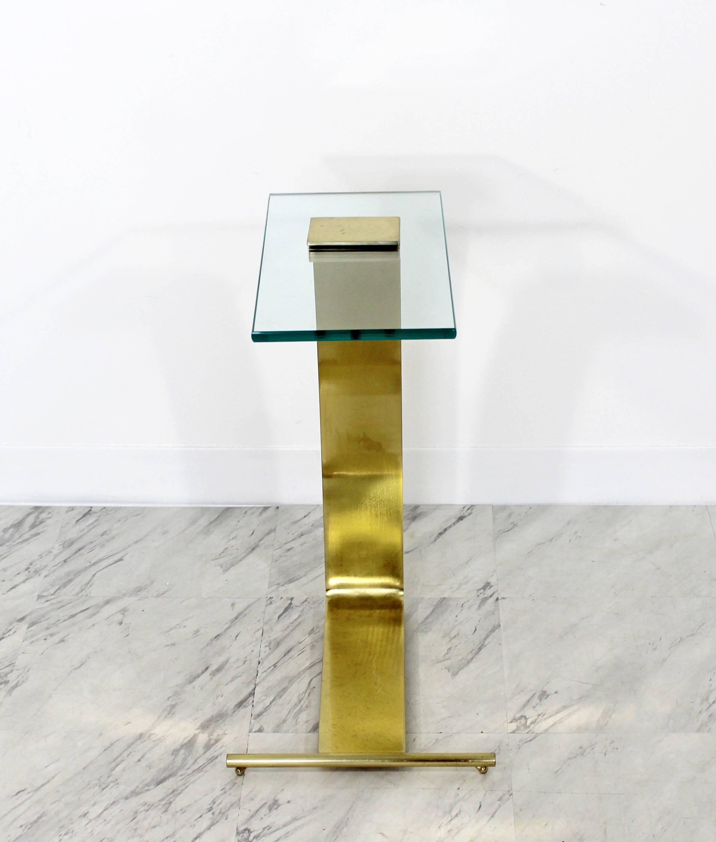 Mid-Century Modern Rare DIA Cantilever Brass and Glass Side End Table, 1970s 1