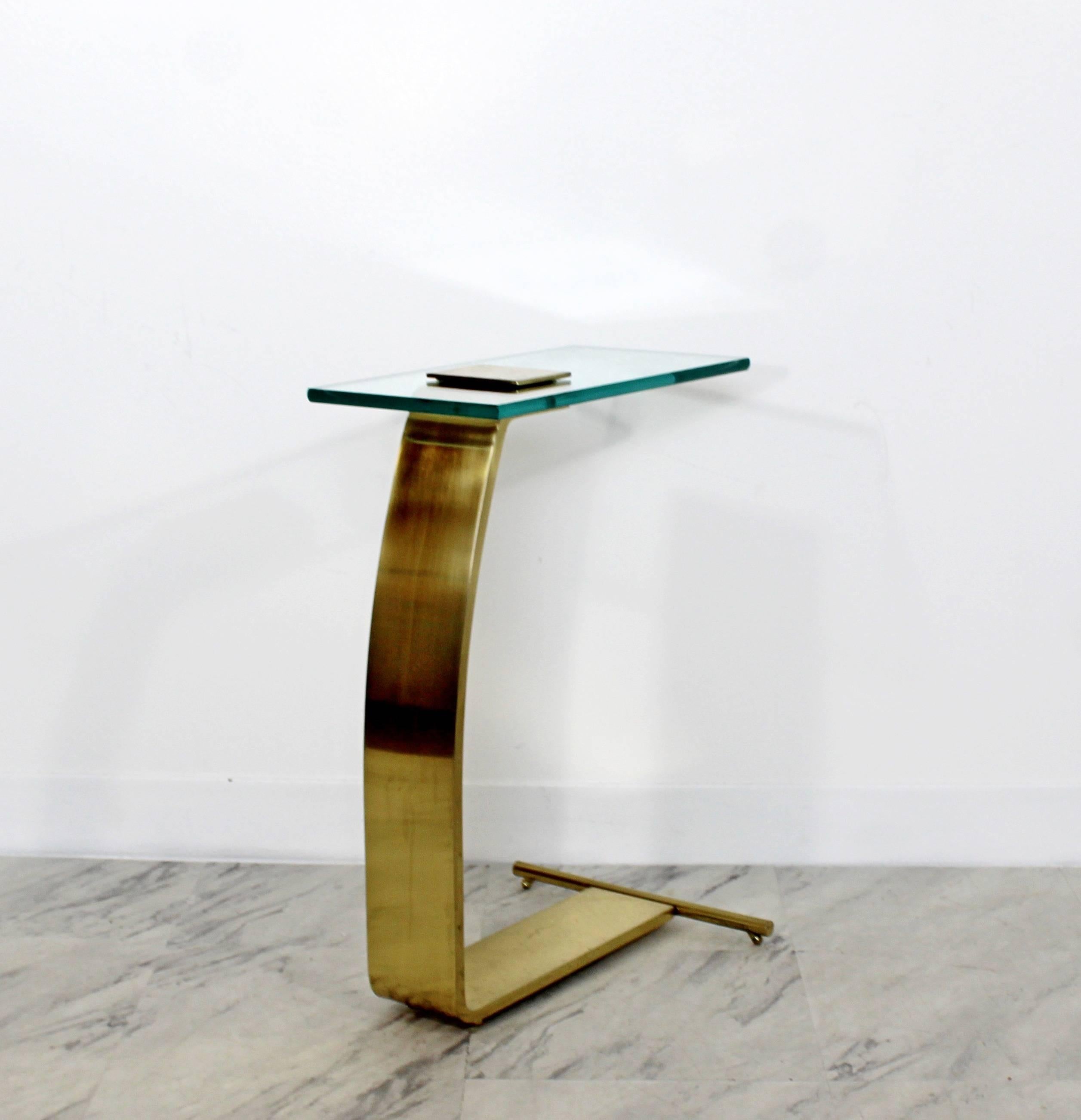 Mid-Century Modern Rare DIA Cantilever Brass and Glass Side End Table, 1970s 2