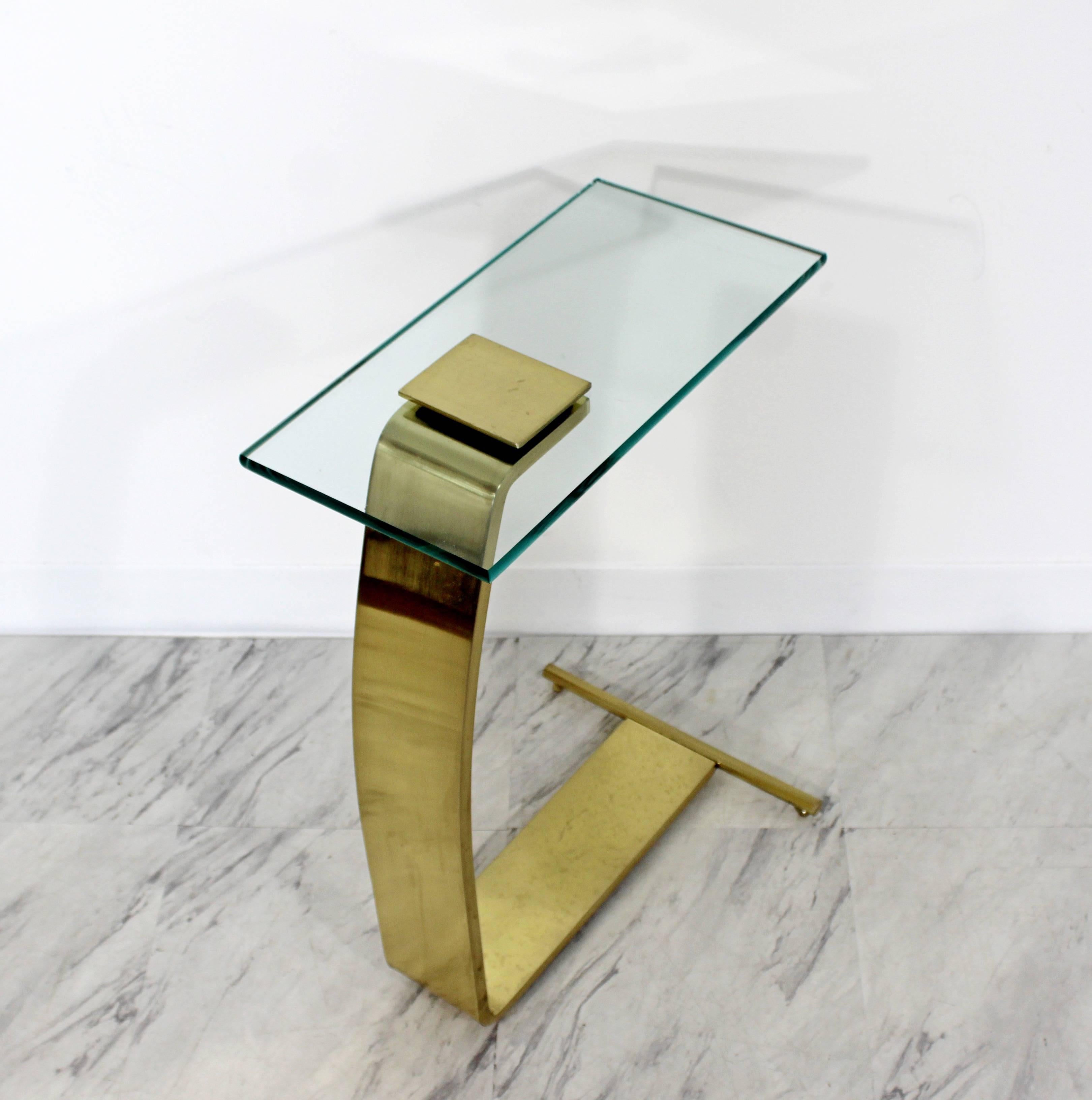 Mid-Century Modern Rare DIA Cantilever Brass and Glass Side End Table, 1970s 3