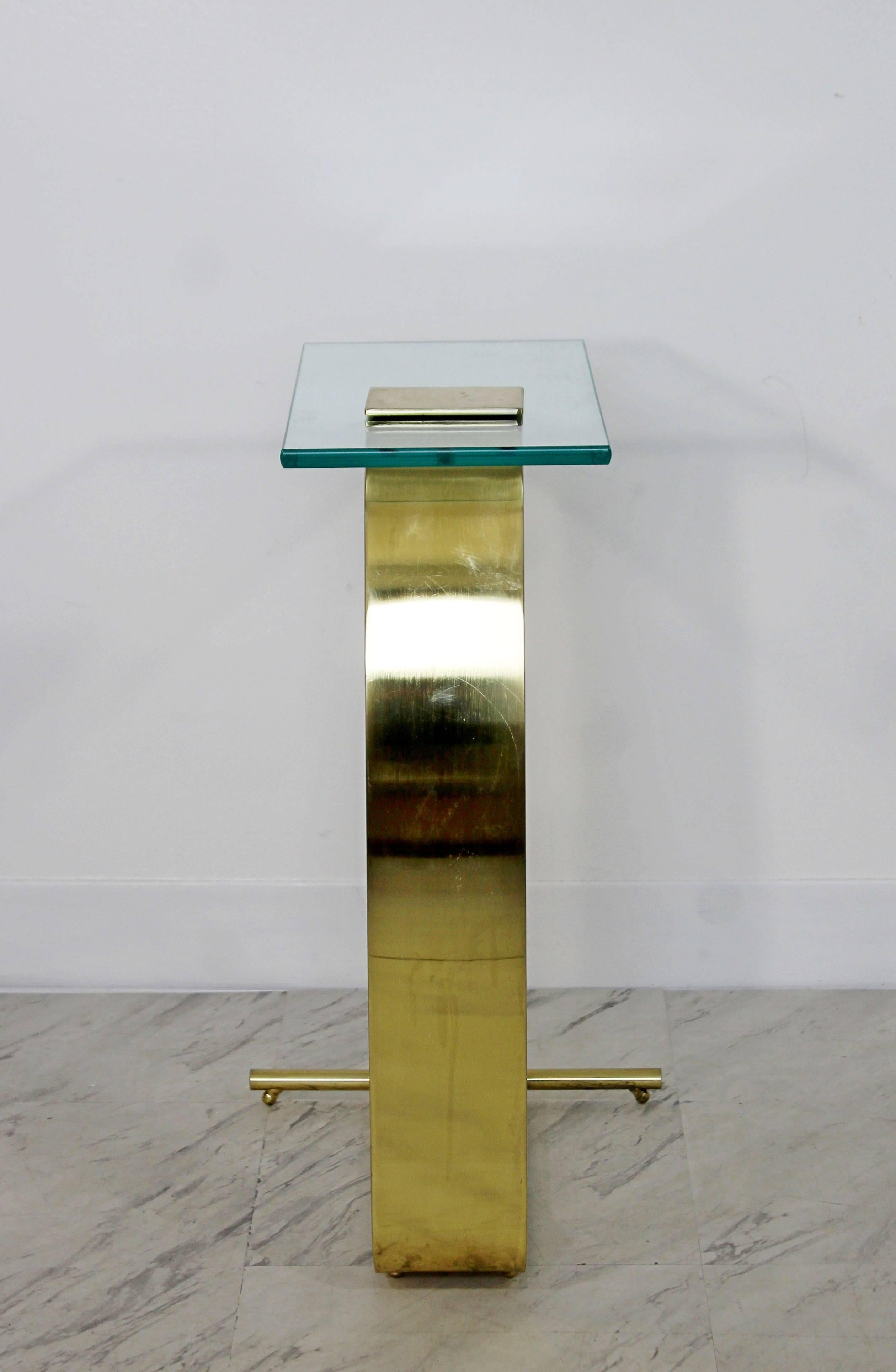 Mid-Century Modern Rare DIA Cantilever Brass and Glass Side End Table, 1970s 4