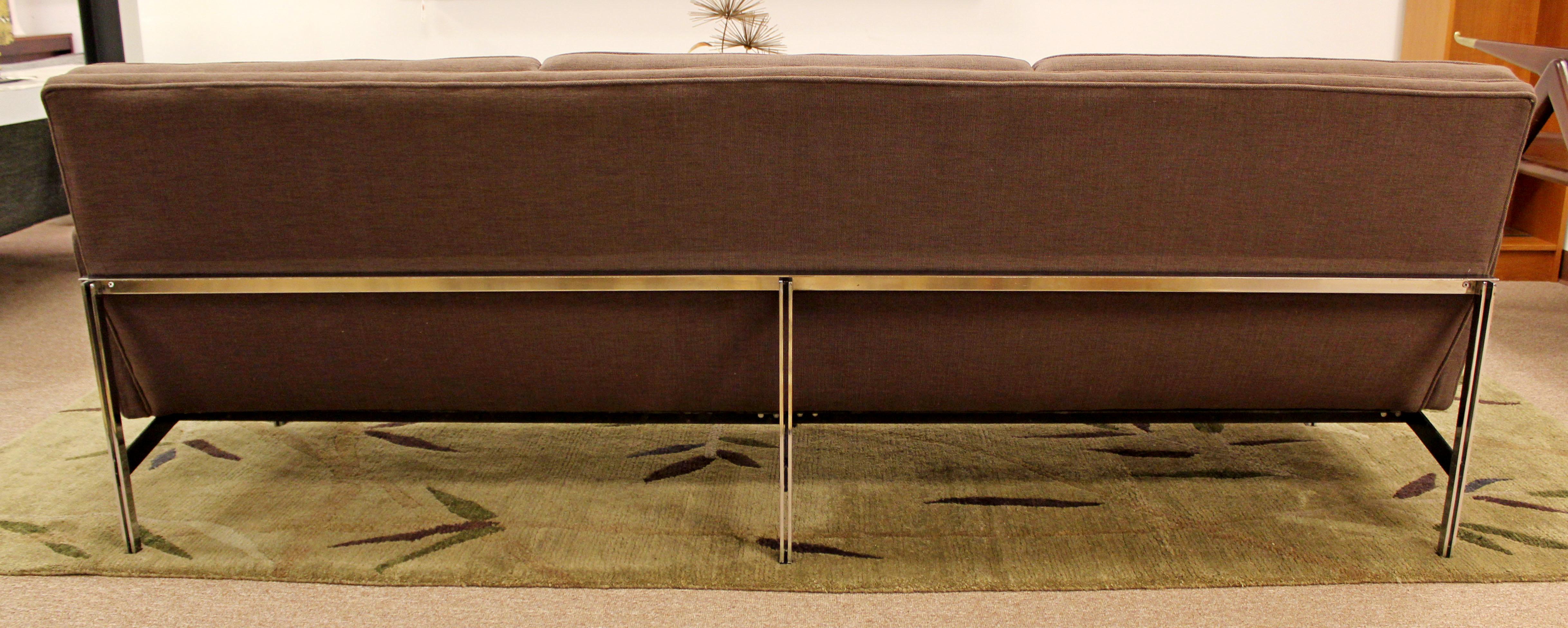 Mid-20th Century Mid-Century Modern Rare Early Florence Knoll Chrome Parallel Bar Sofa, 1950s