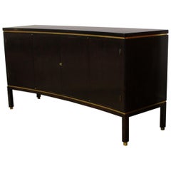 Mid-Century Modern Rare Edward Wormley for Dunbar Curved Mahogany Brass Credenza