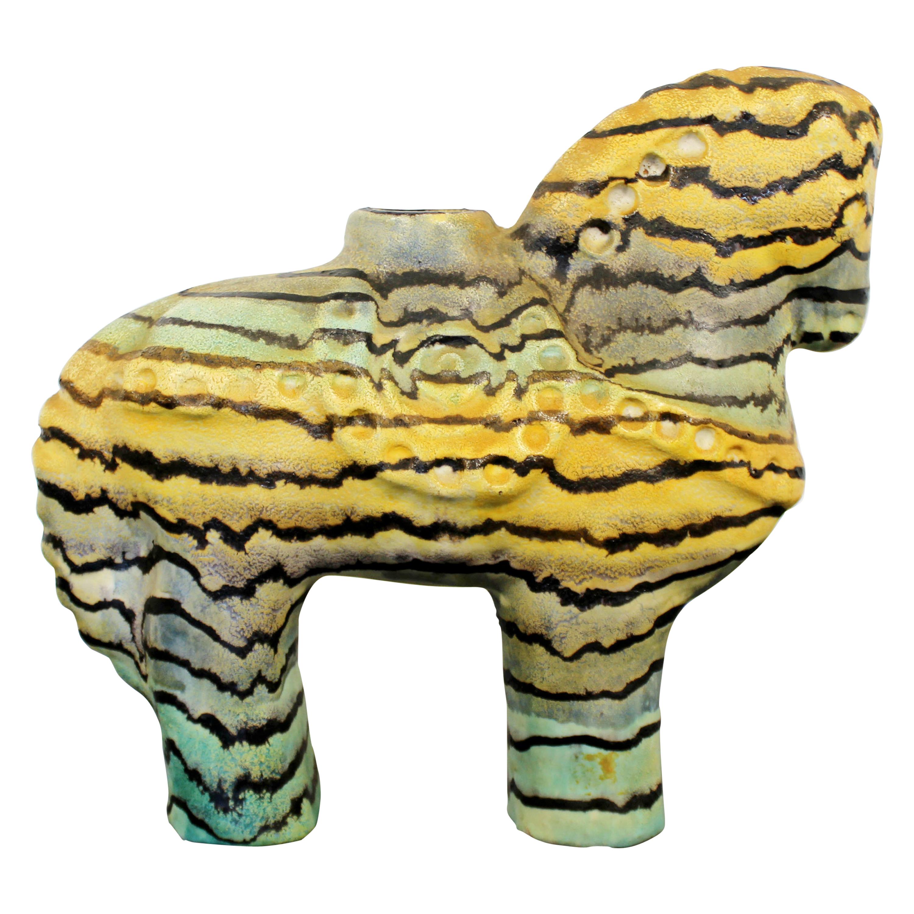 Mid-Century Modern Rare Fantoni Raymor Ceramic Horse Table Sculpture Italy 1950s