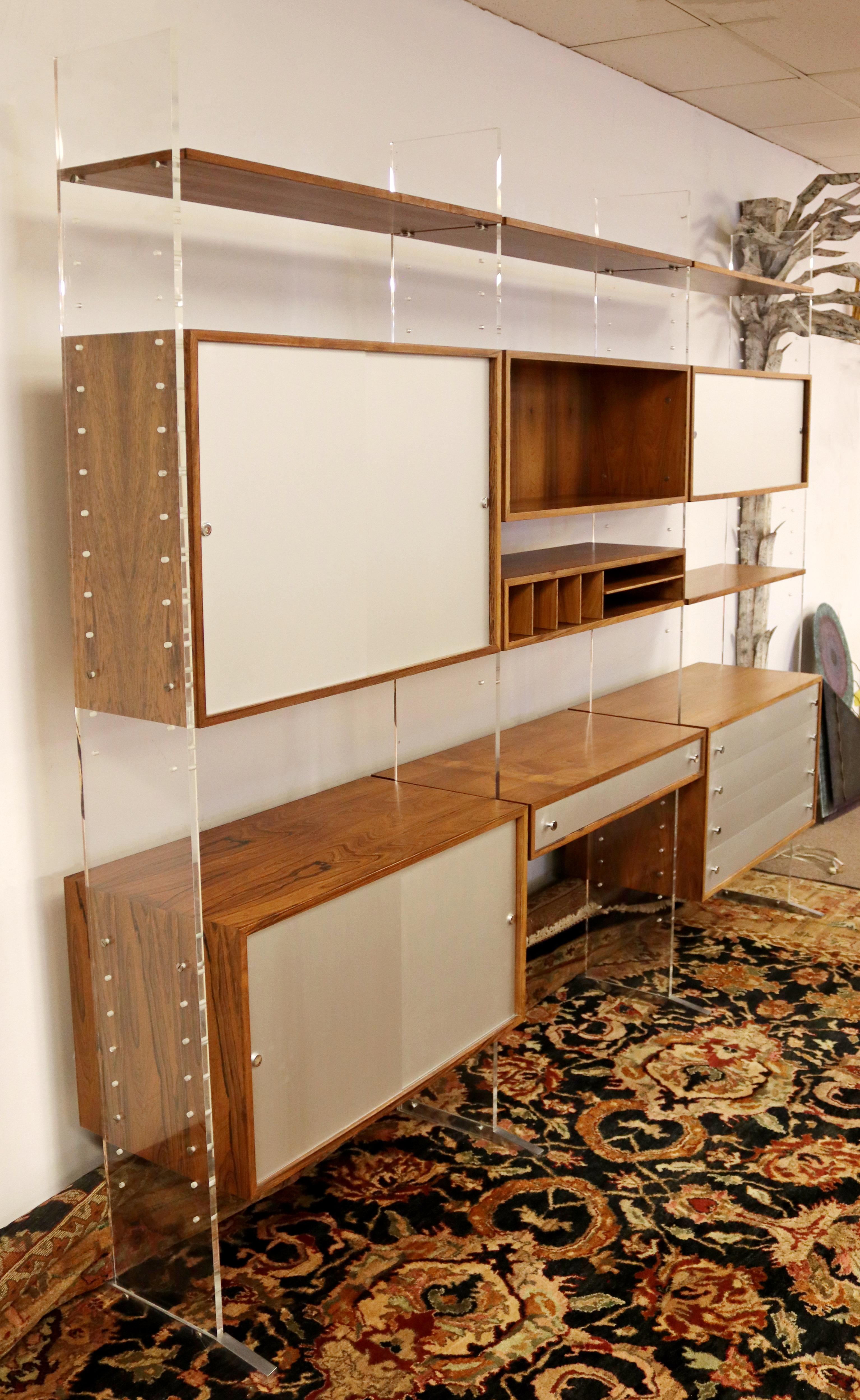 Mid-Century Modern Rare Georg Petersens Selectform Danish Wall Unit Lucite Wood In Good Condition In Keego Harbor, MI