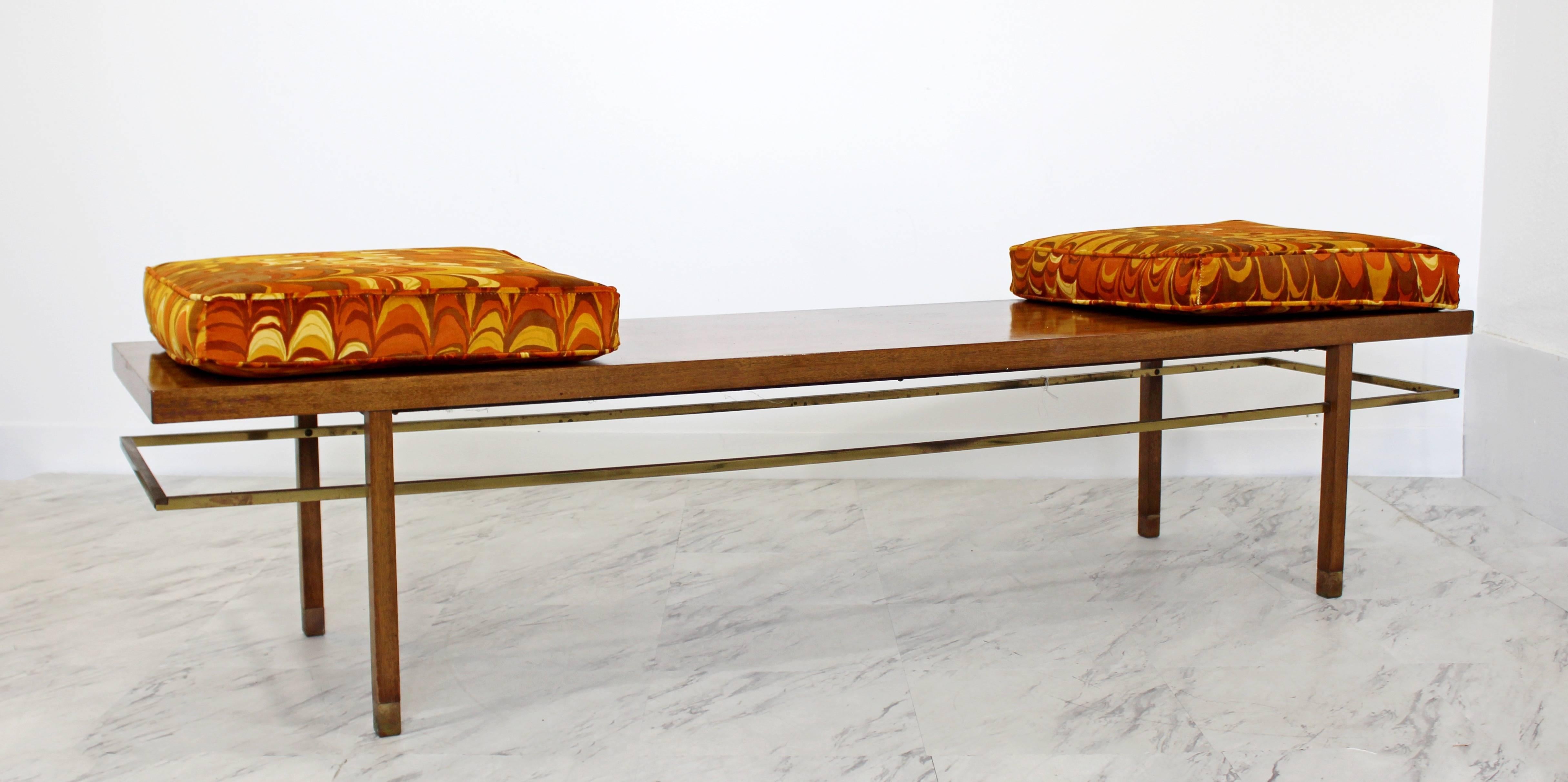 Mid-Century Modern Rare Harvey Probber Brass Frame Bench Lenor Larsen Cushions 4