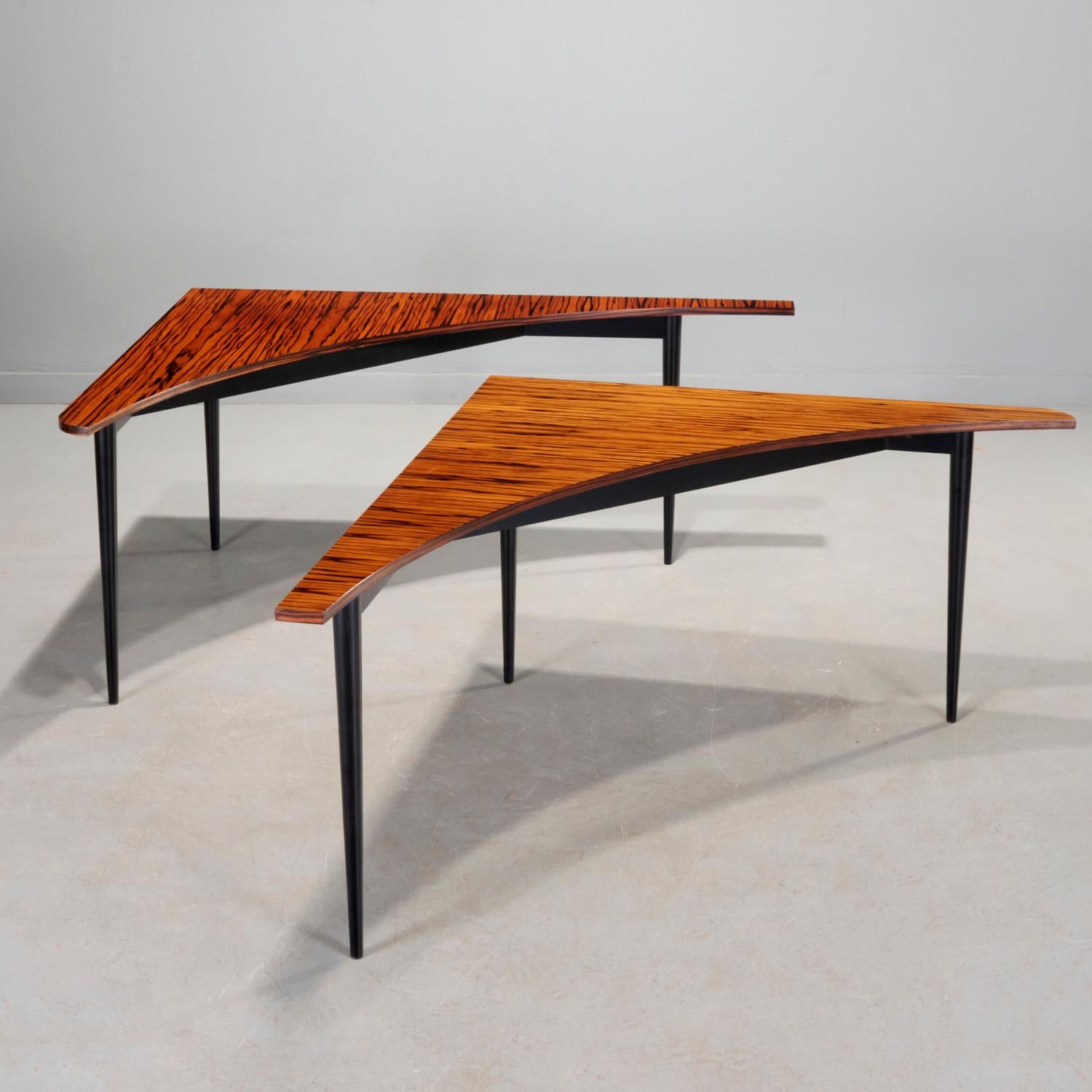 Mid Century Modern Rare Harvey Probber Curved Macassar Corner Tables - A Pair For Sale 3