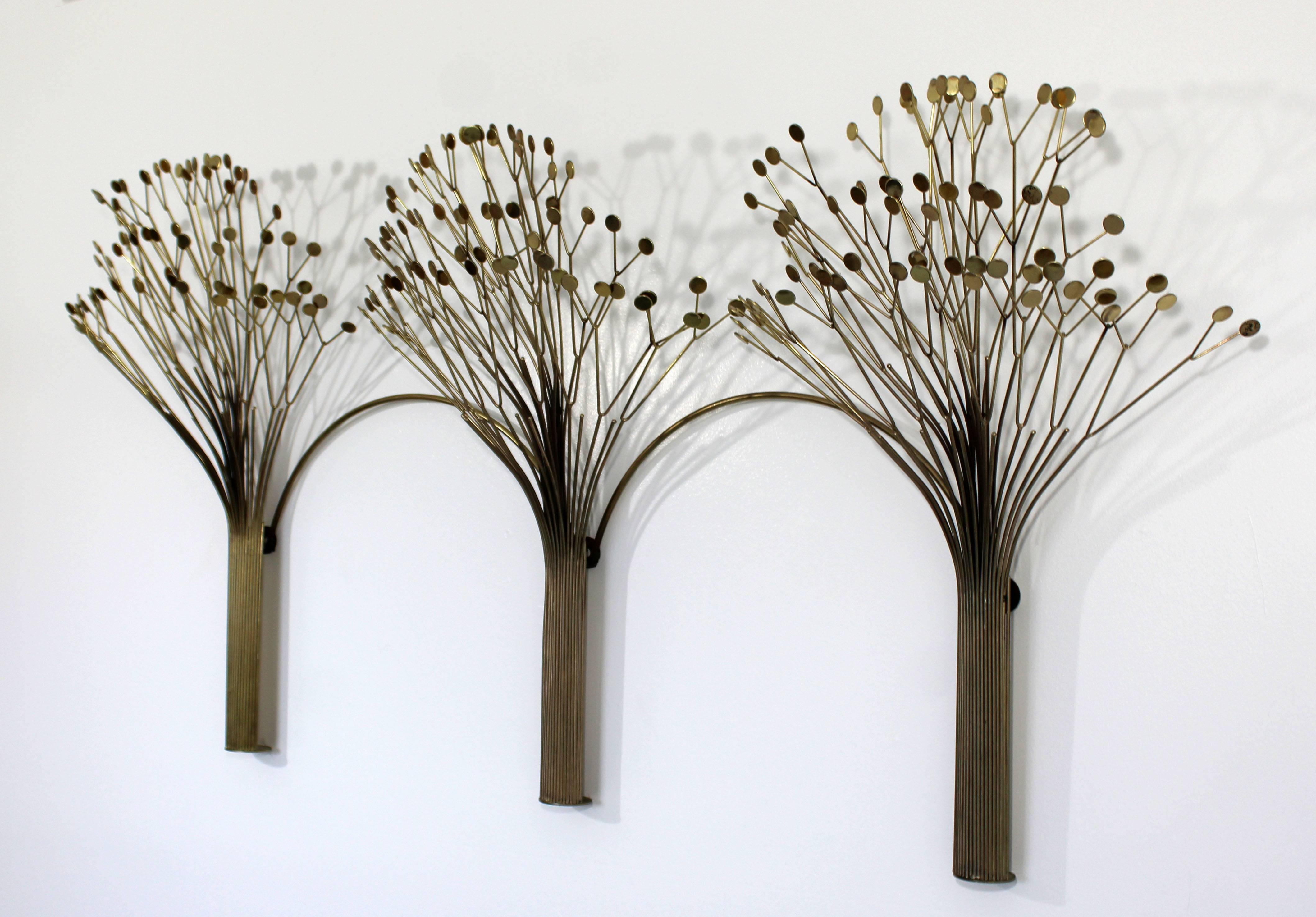 Late 20th Century Mid-Century Modern Rare Jere Brass Three Tree Wall Sculpture Signed Dated 1970s
