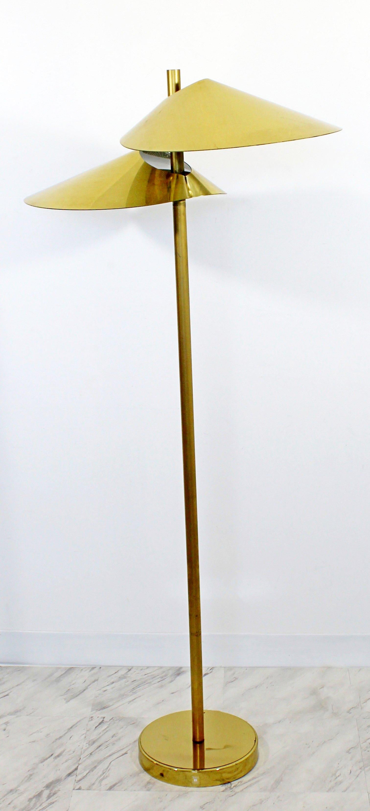 Mid-Century Modern Rare Jere Brass Lily Pad Petal Floor Lamp Signed, Dated 1977 In Good Condition In Keego Harbor, MI
