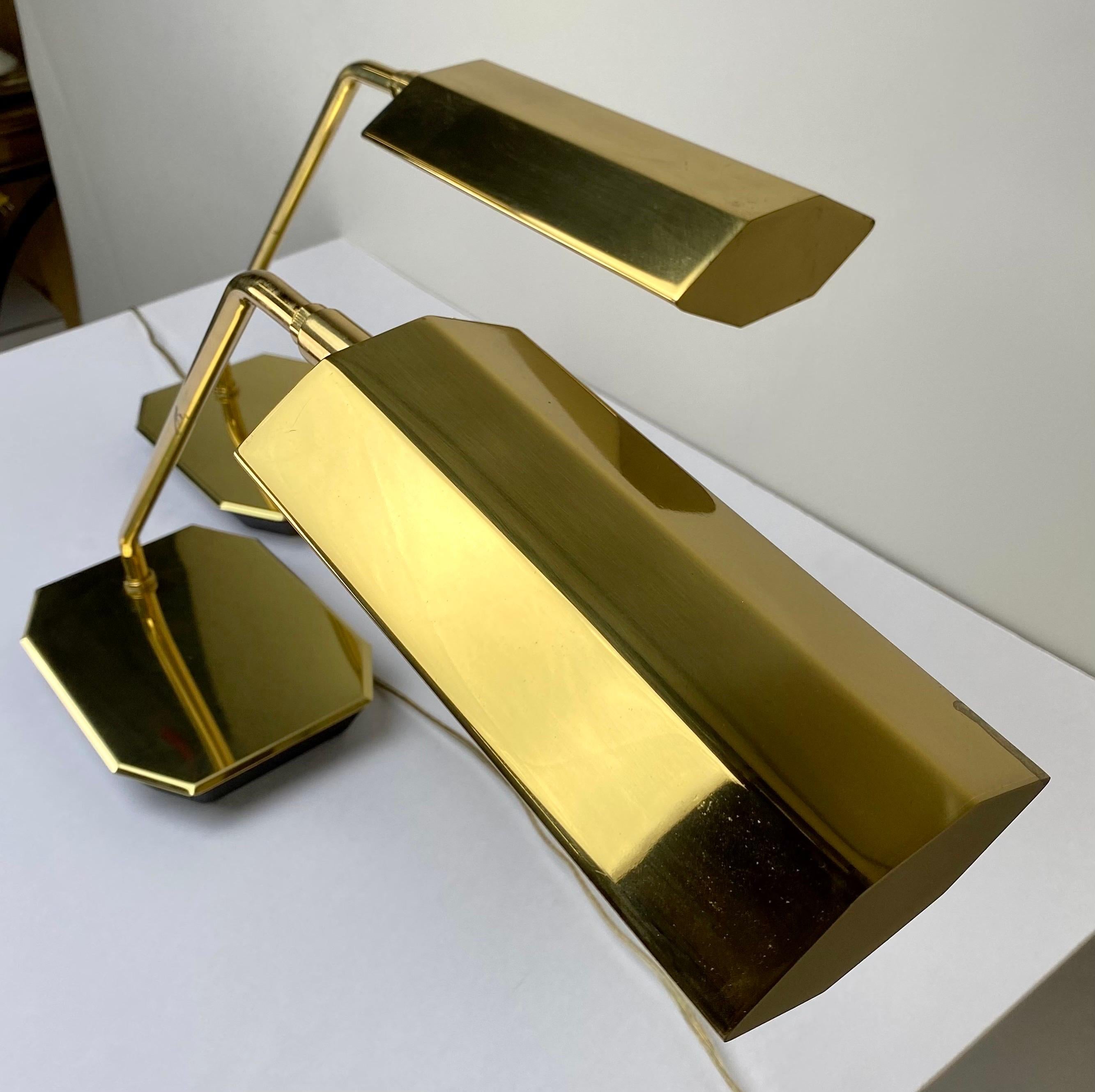 Mid-Century Modern Rare Koch & Lowy adjustable Pharmacy Brass Desk Lamp, a Pair  For Sale 7