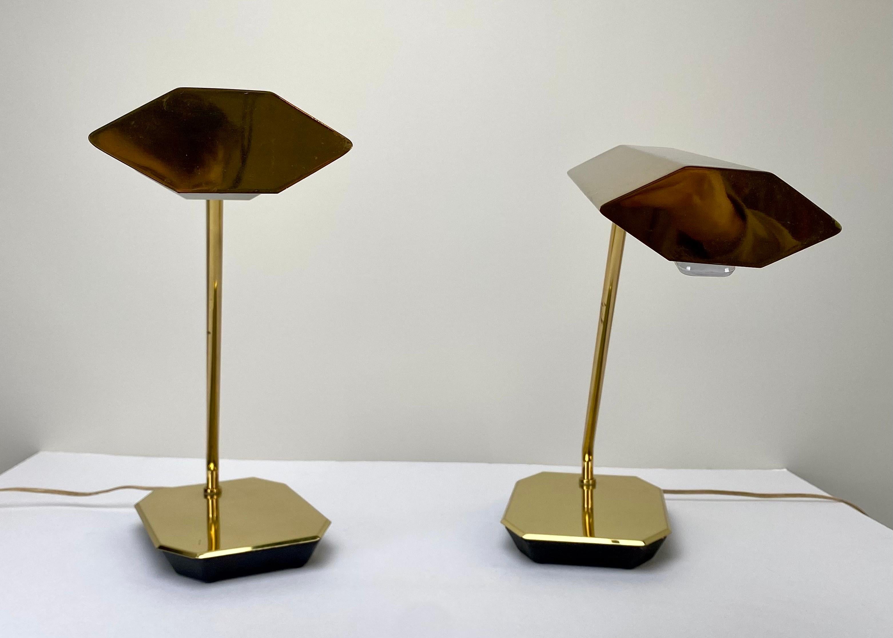 Mid-Century Modern Rare Koch & Lowy adjustable Pharmacy Brass Desk Lamp, a Pair  For Sale 3