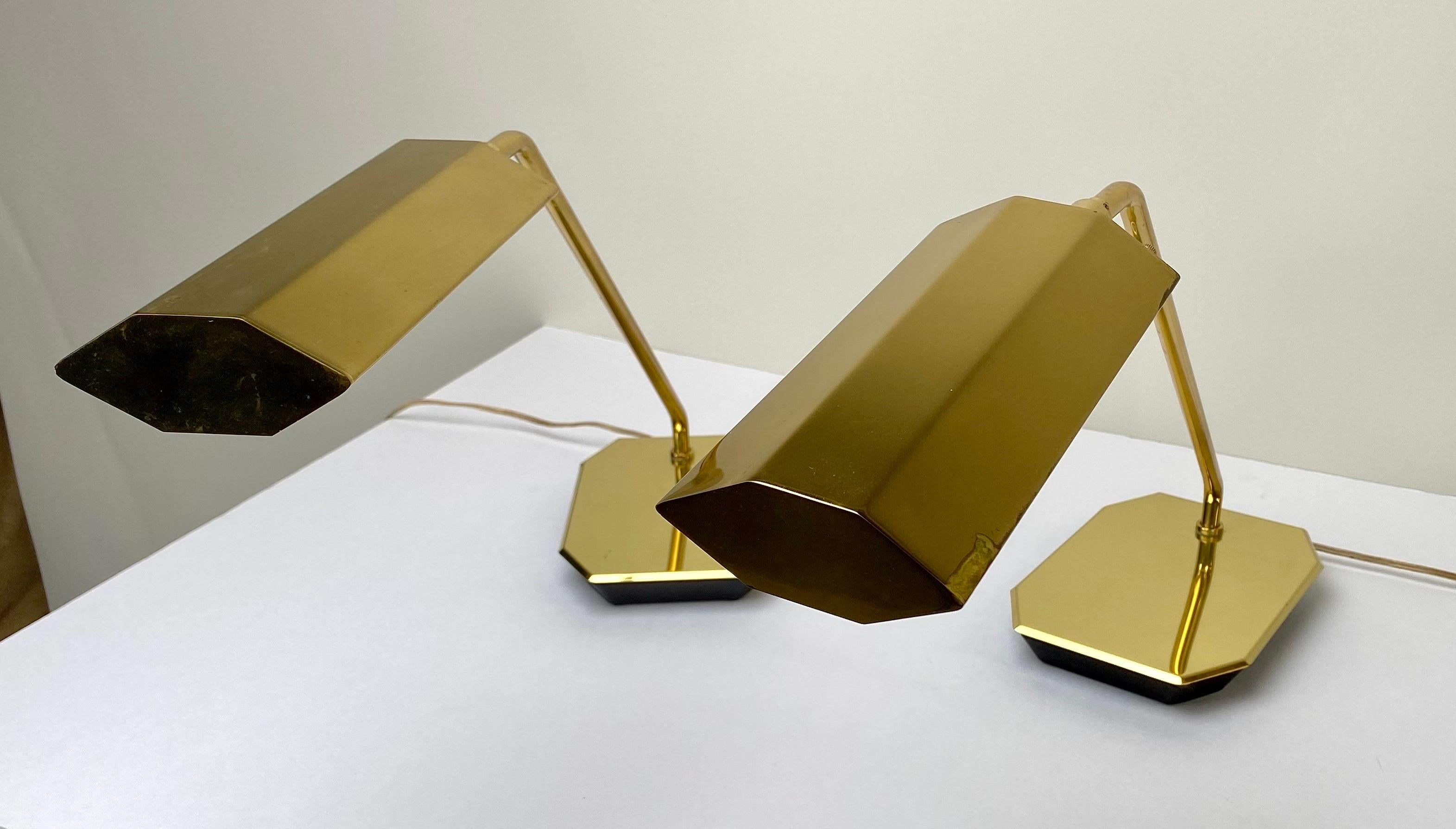 Mid-Century Modern Rare Koch & Lowy adjustable Pharmacy Brass Desk Lamp, a Pair  For Sale 4