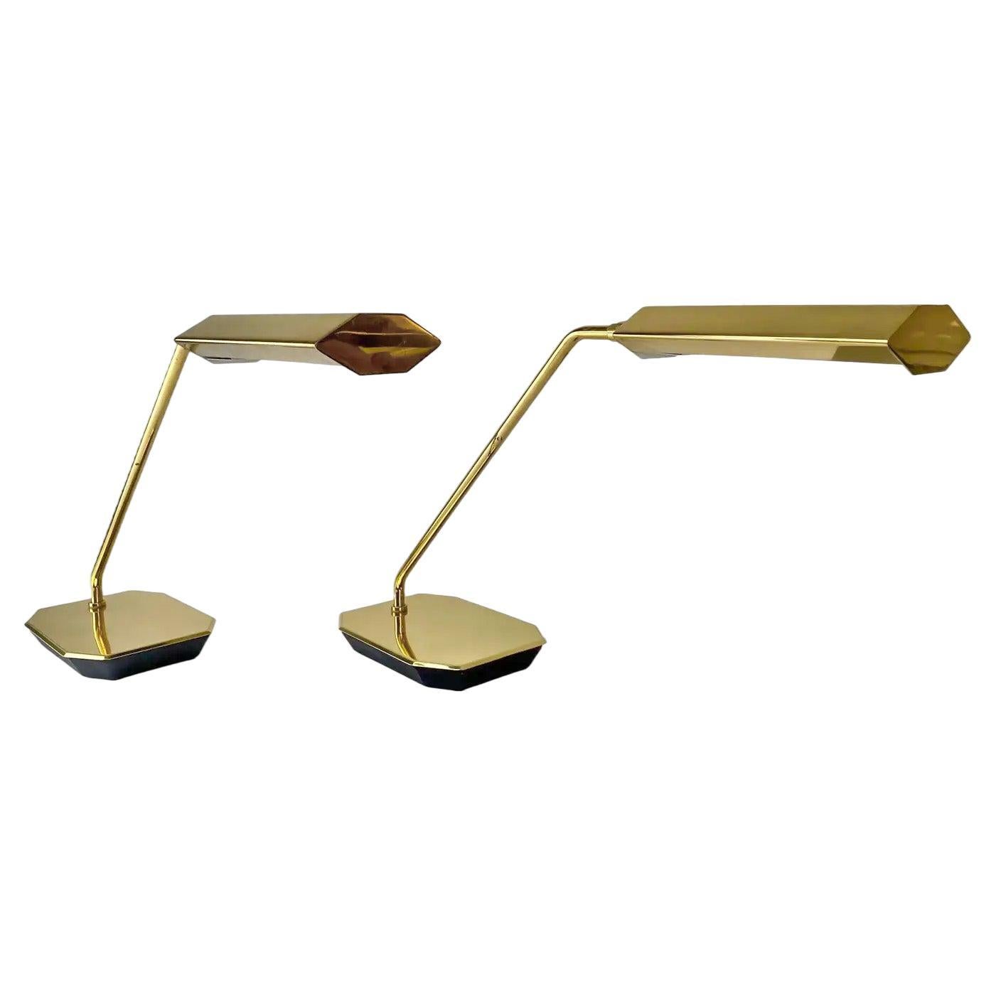 Mid-Century Modern Rare Koch & Lowy adjustable Pharmacy Brass Desk Lamp, a Pair 