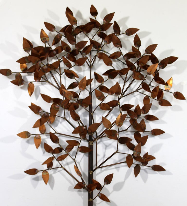 Mid-Century Modern Rare Large Copper Tree Wall Sculpture Signed Curtis ...