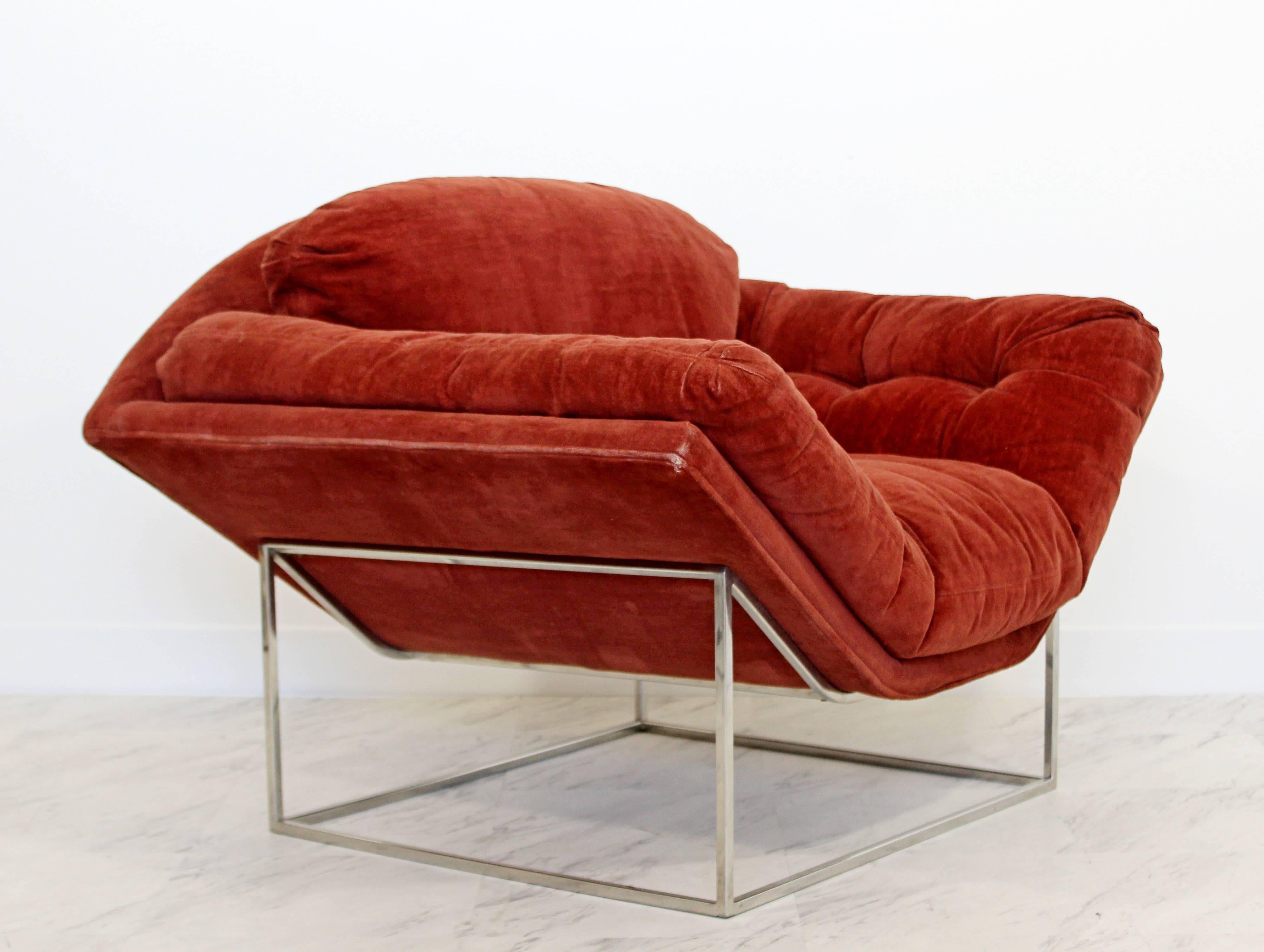 American Mid-Century Modern Rare Milo Baughman Floating Chrome Lounge Chair, 1960s