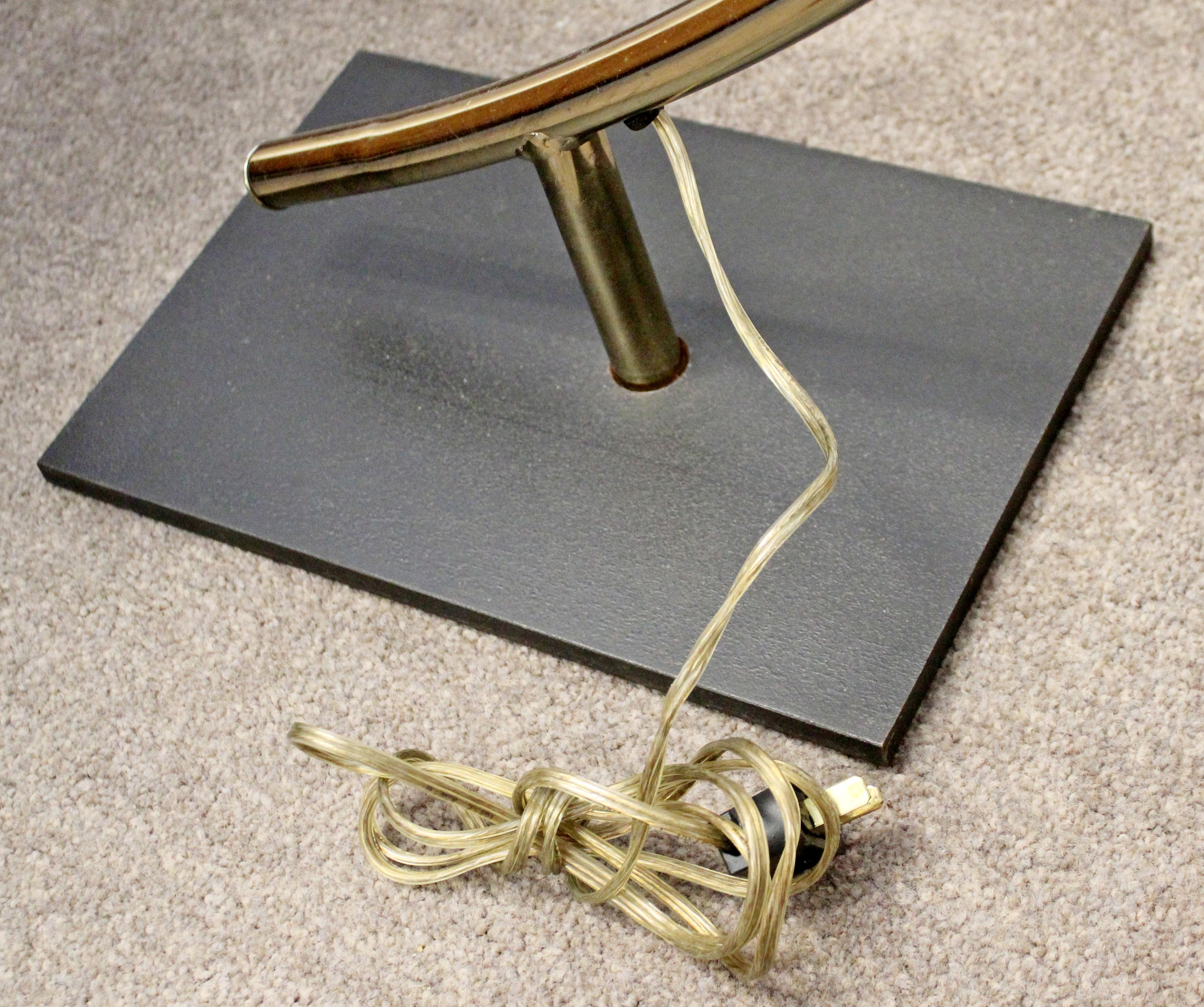 American Mid-Century Modern Rare Robert Sonneman Curved Brass Arc Floor Lamp, 1970s