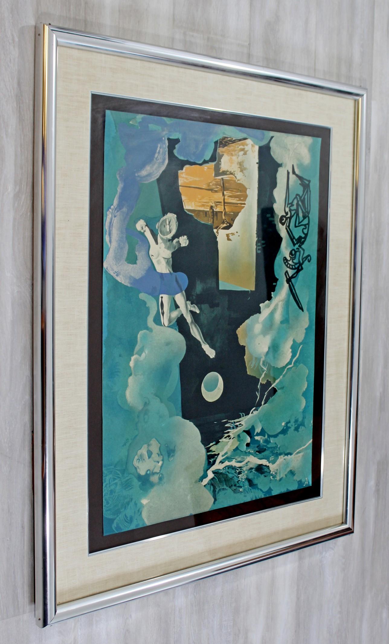 Mid-Century Modern Rare Salvador Dali Pencil Signed Lithograph Eternity of Love In Good Condition In Keego Harbor, MI