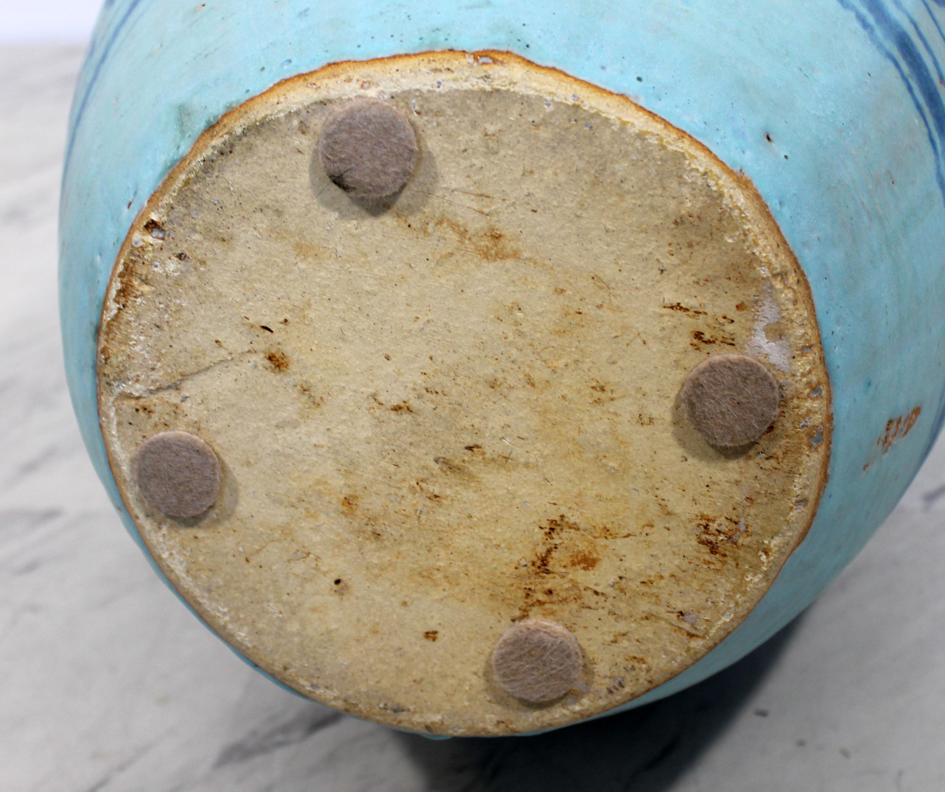 Mid-Century Modern Rare Tall by J.T. Abernathy Blue Glazed Ceramic Vase Vessel 2