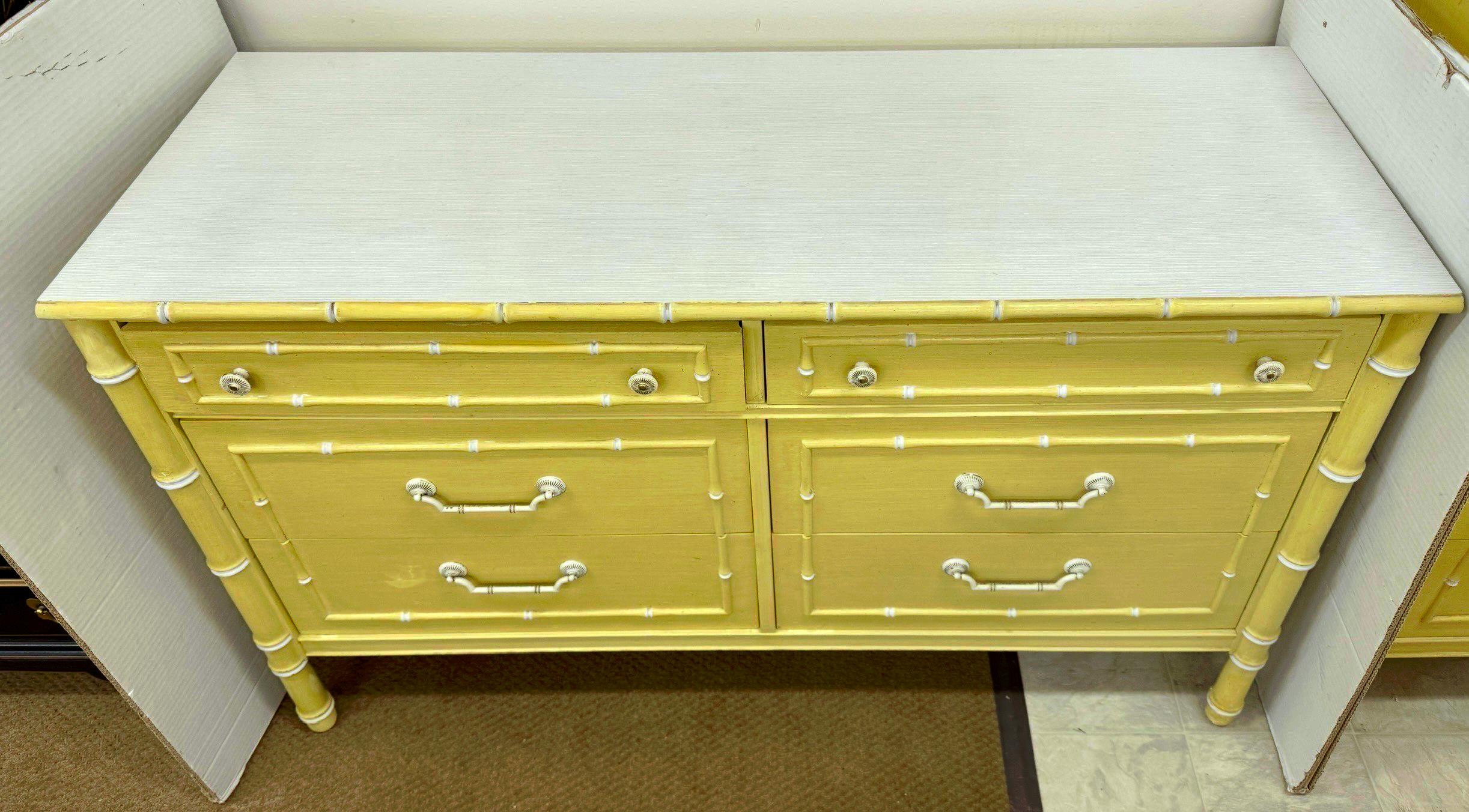 Mid-Century Modern Mid Century Modern Rare Thomasville Allegro Faux Bamboo 6 Drawer Dresser Chest For Sale