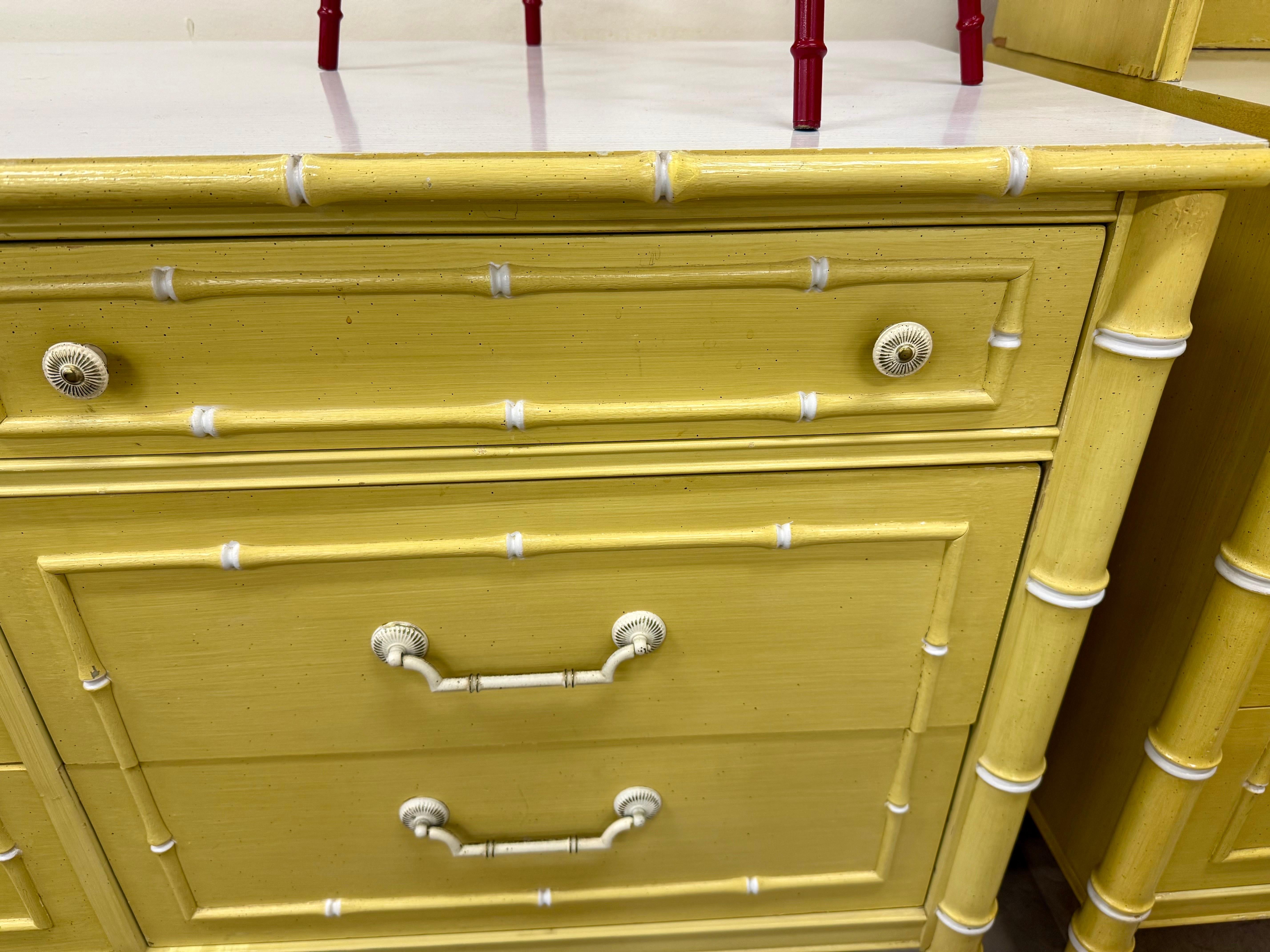 Mid Century Modern Rare Thomasville Allegro Faux Bamboo 6 Drawer Dresser Chest For Sale 2