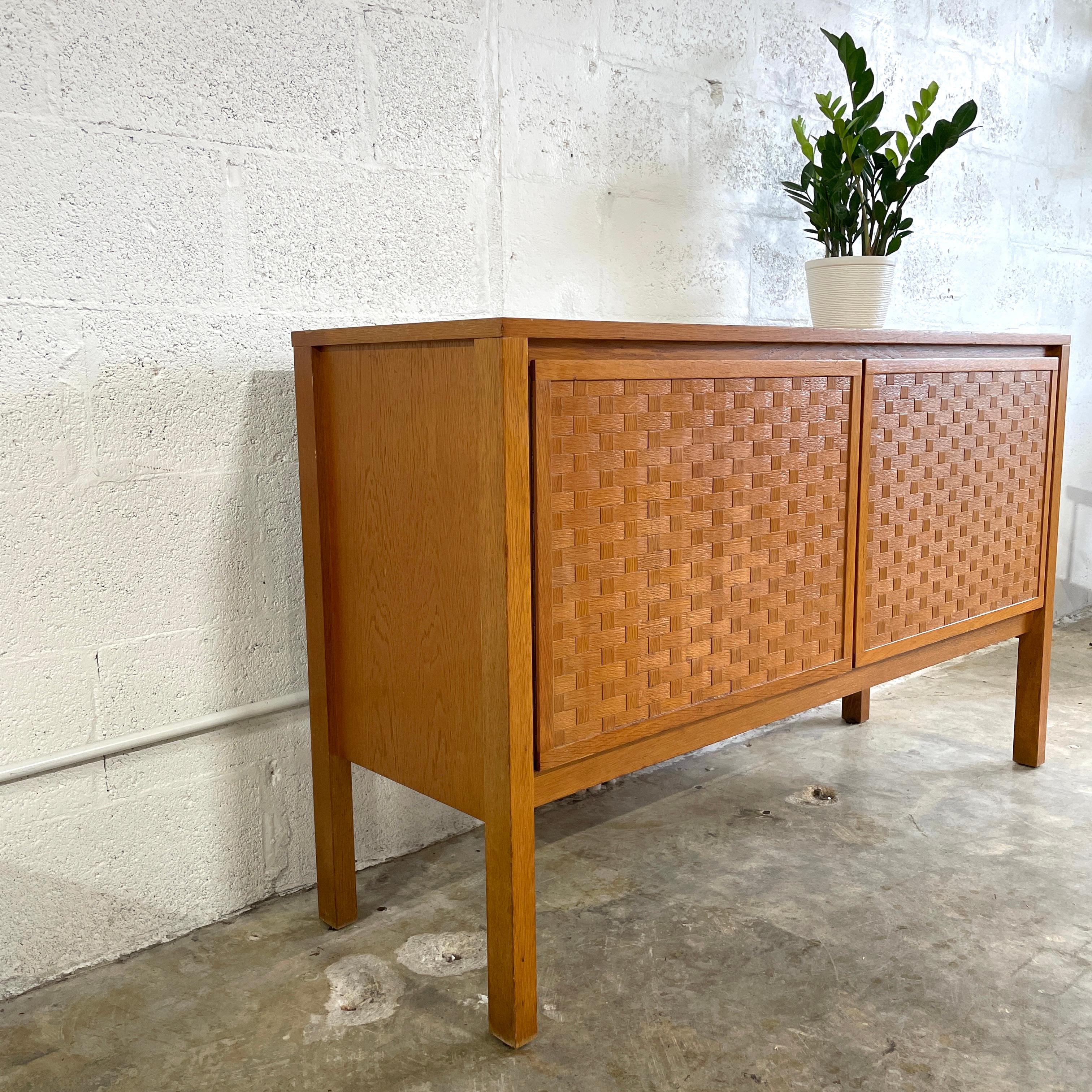 Rare Vintage Mid Century Sideboard by Leo Bub for Bub Wertmobel 1960s. Woven fronts. Made in Germany. 50.5w 16d 31h