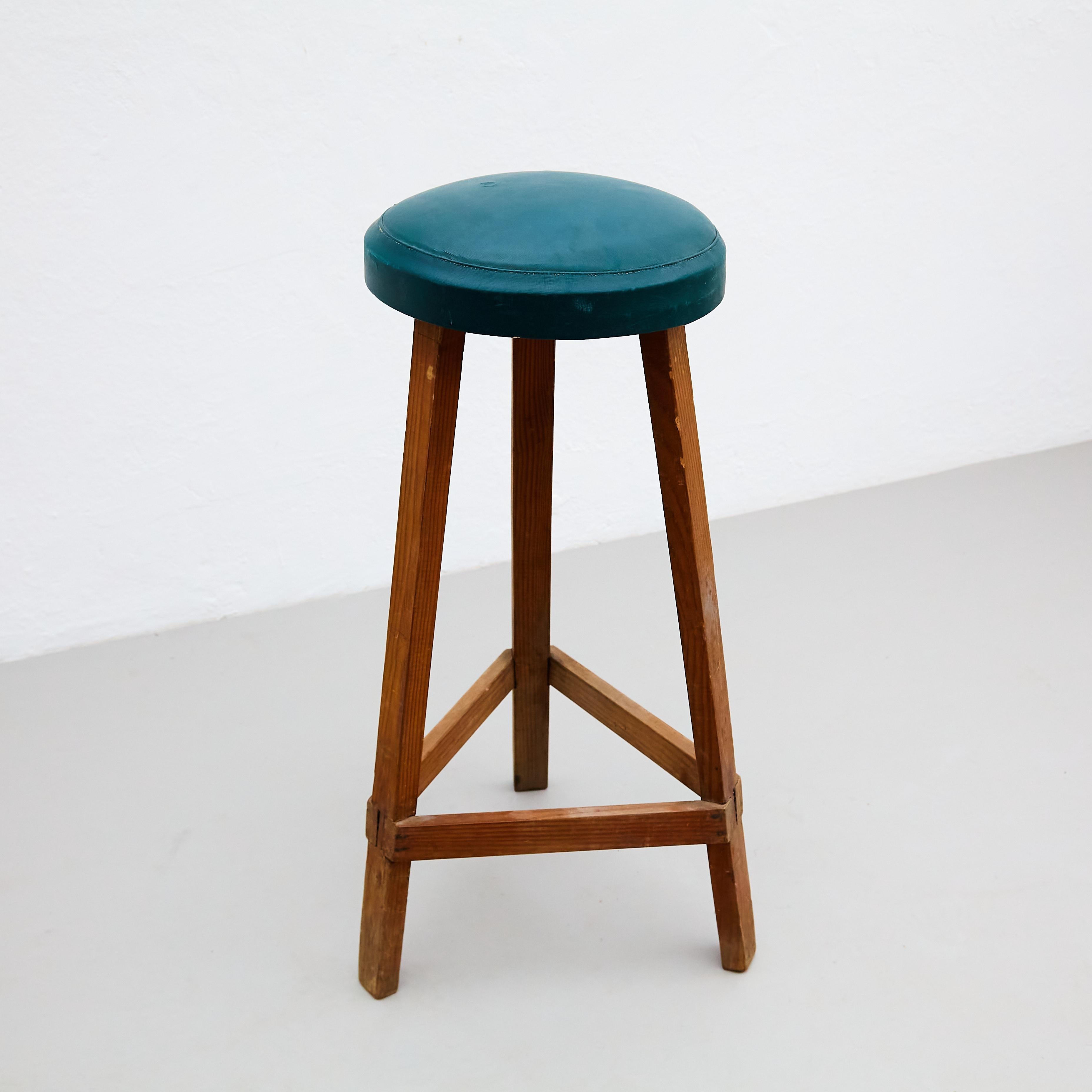 Mid-20th Century Mid-Century Modern Rationalist Wood High Stool, circa 1950 For Sale