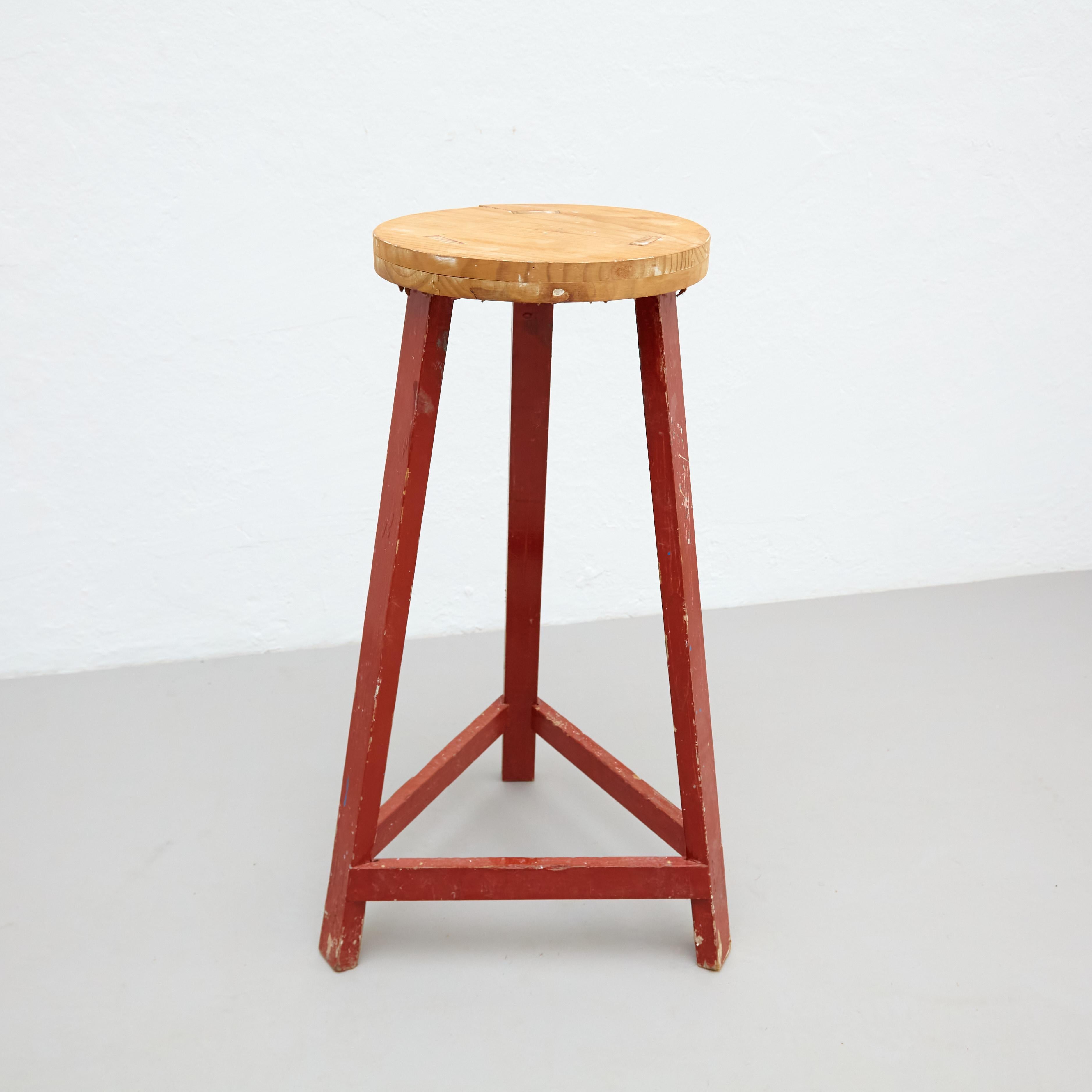 Mid-20th Century Mid-Century Modern Rationalist Wood High Stool, circa 1950 For Sale