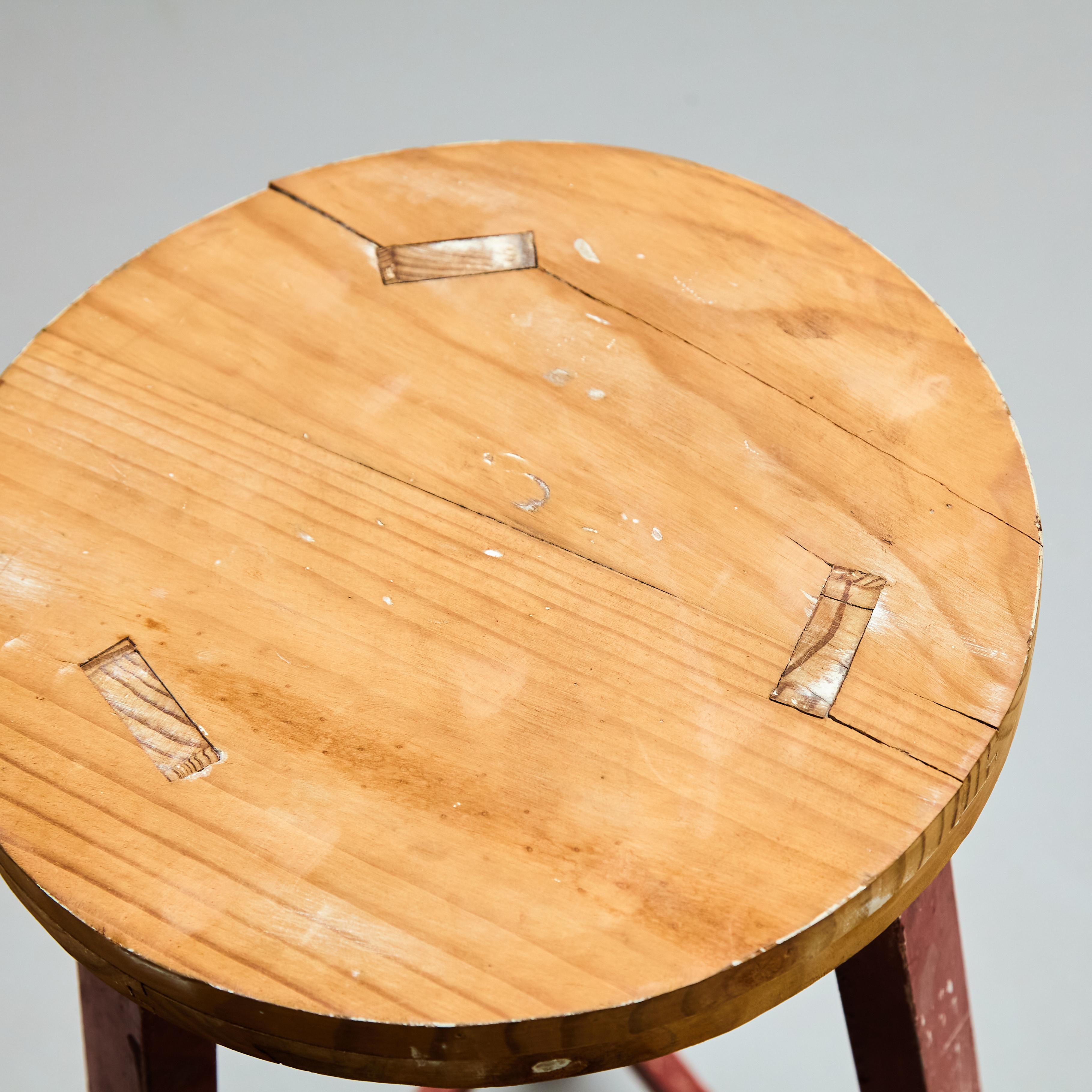 Mid-Century Modern Rationalist Wood High Stool, circa 1950 For Sale 1