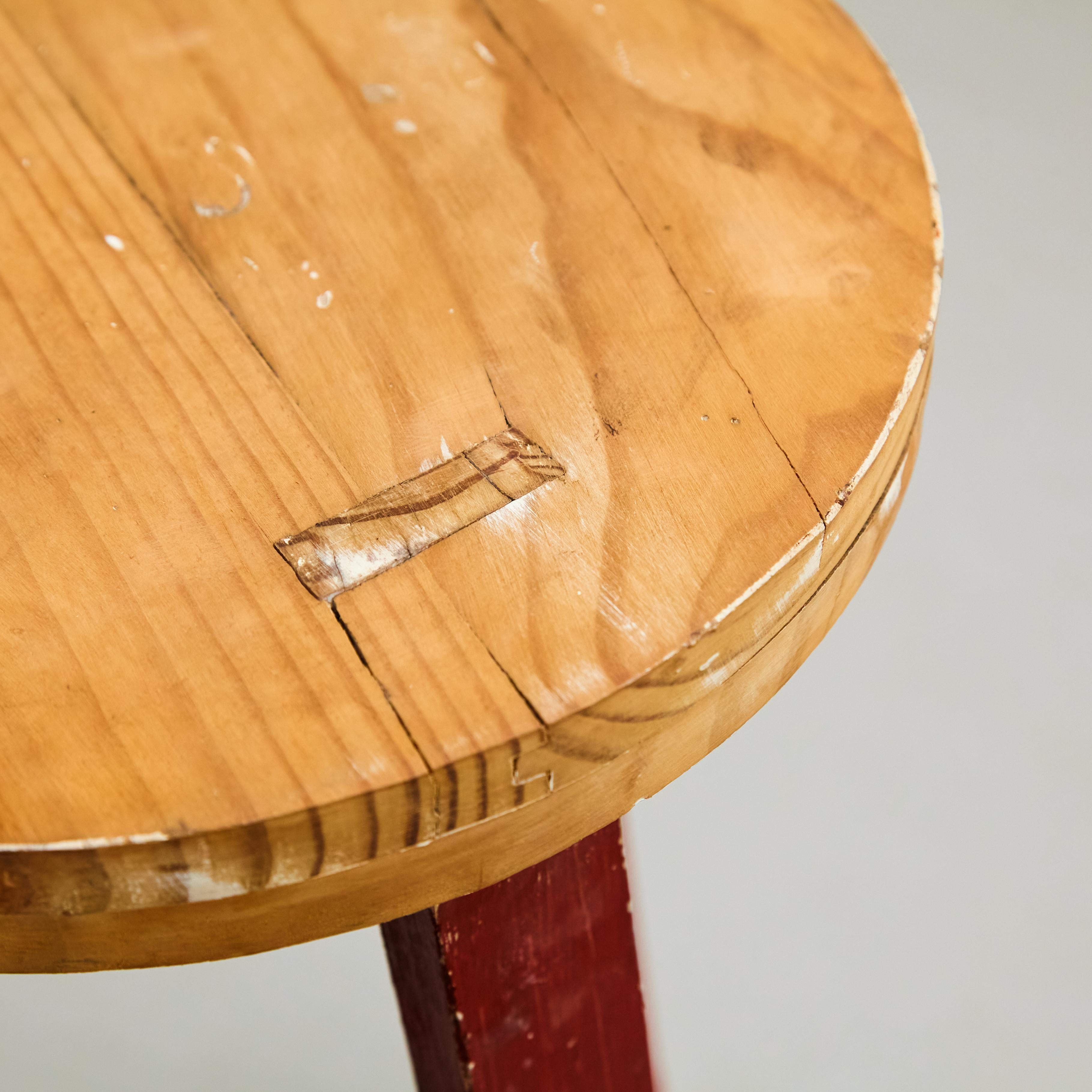 Mid-Century Modern Rationalist Wood High Stool, circa 1950 For Sale 2