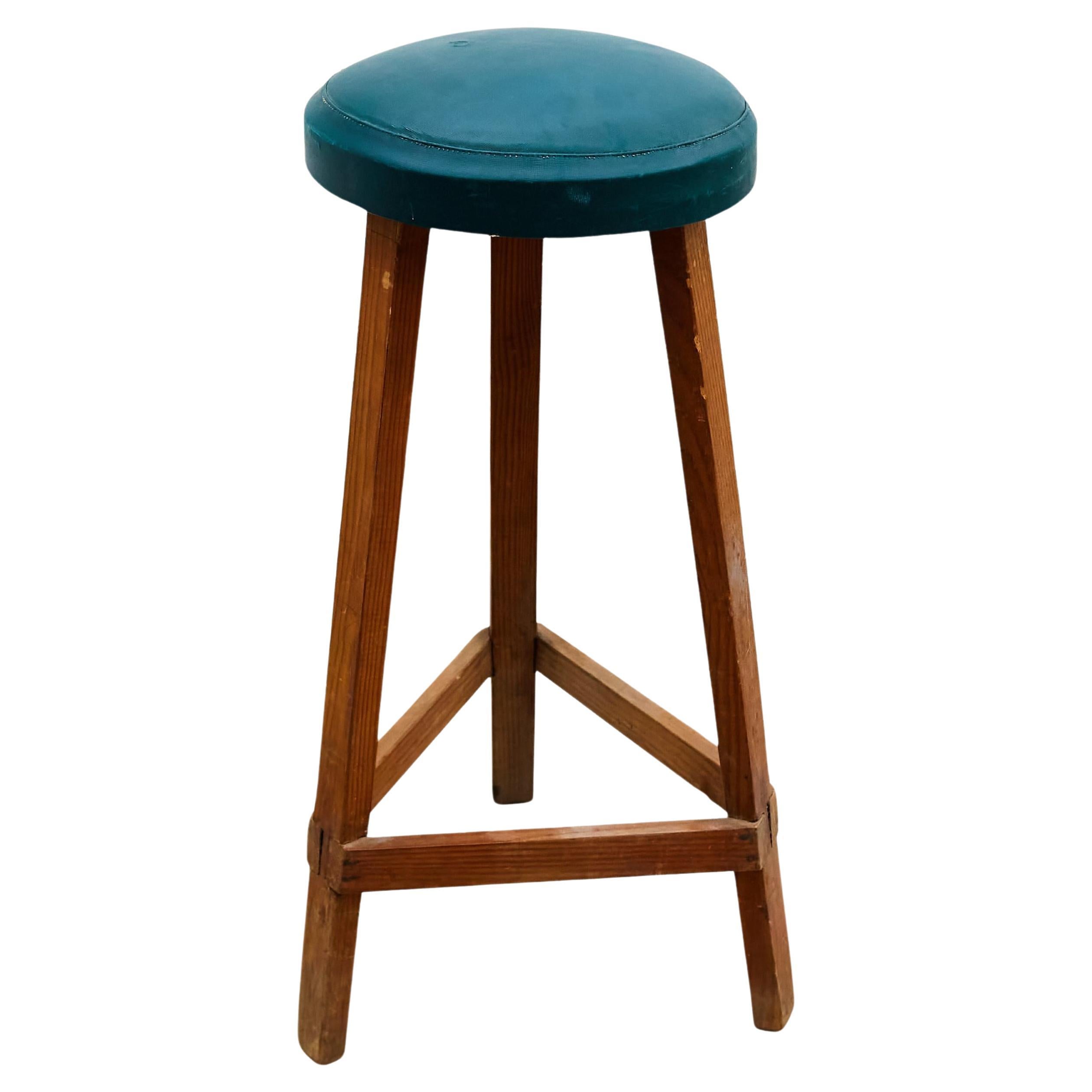 Mid-Century Modern Rationalist Wood High Stool, circa 1950