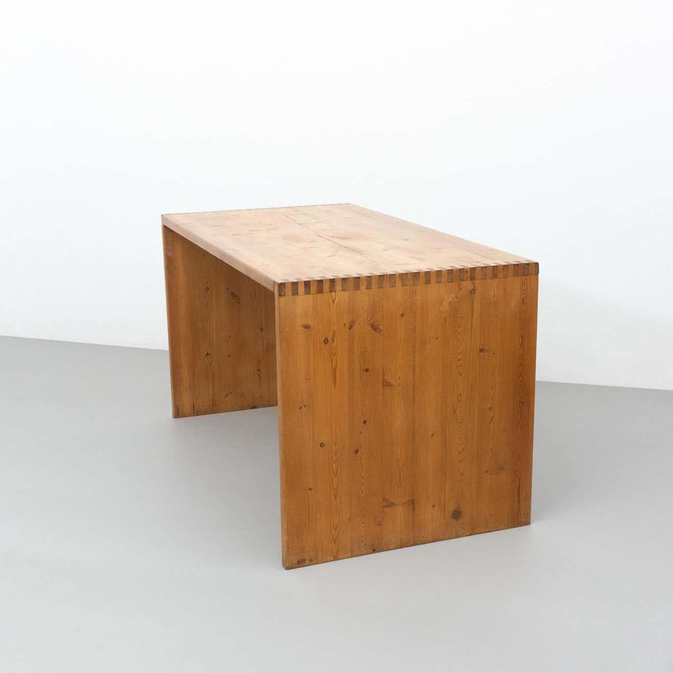 French Mid-Century Modern Rationalist Wood Table, circa 1960 For Sale