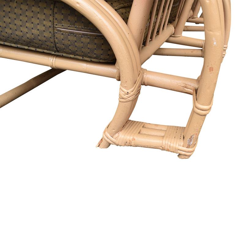 Mid-Century Modern Rattan and Bamboo Pretzel Sofa in the Style of Paul Frankl 2