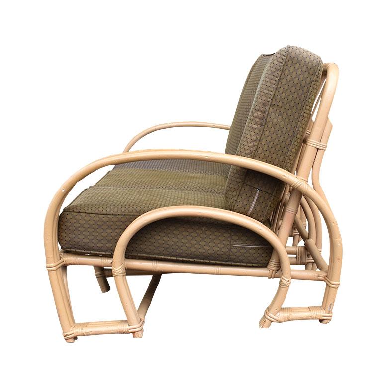 Mid-Century Modern Rattan and Bamboo Pretzel Sofa in the Style of Paul Frankl 3