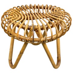 Mid-Century Modern Rattan and Bamboo Stool, Italy, 1960s