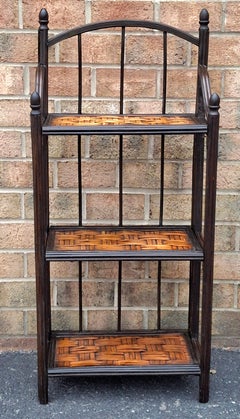 Mid-Century Modern Rattan and Split Reed Folding Bookcase Étagère, 1960s